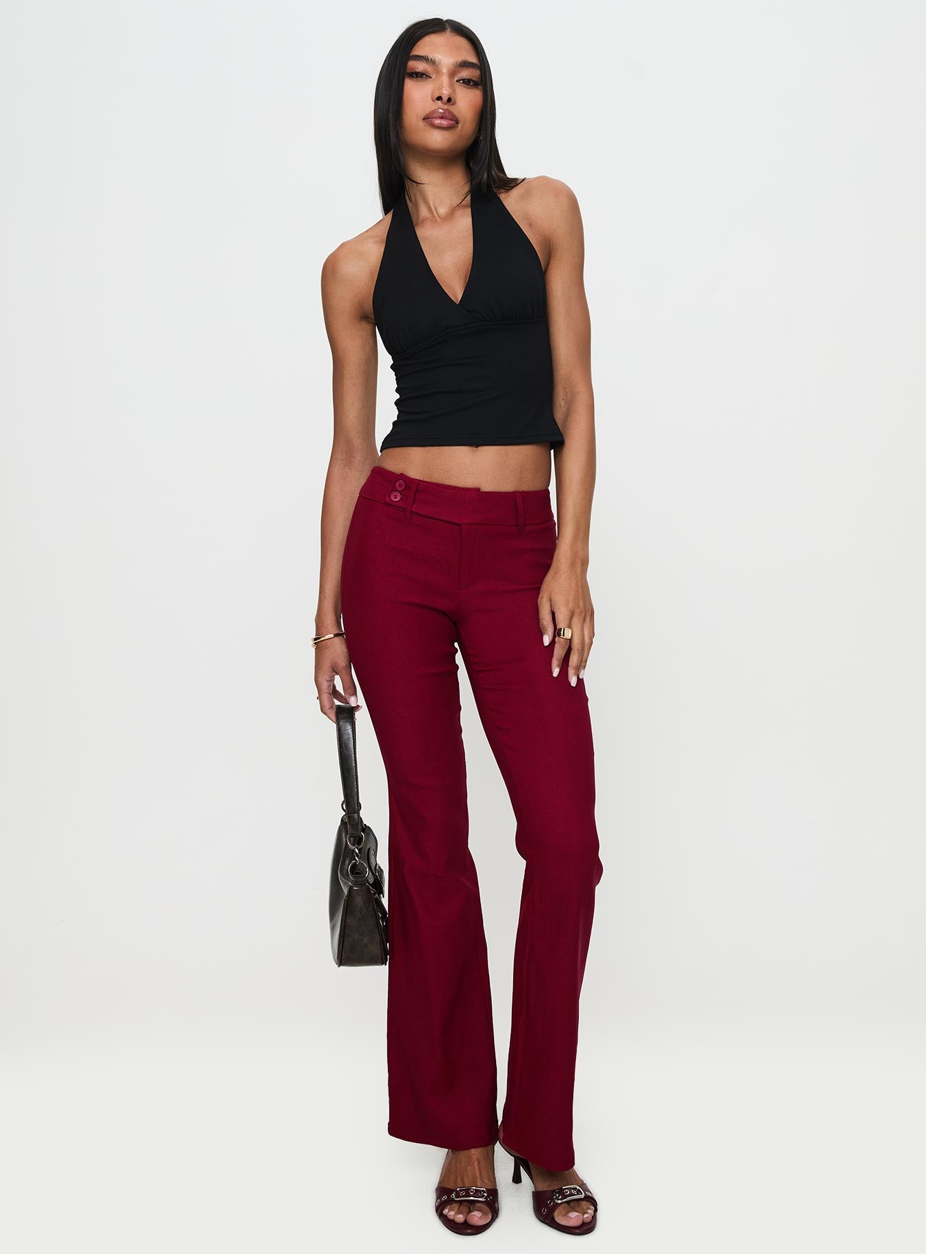 Kinkirk Flared Pants Burgundy - Image 3