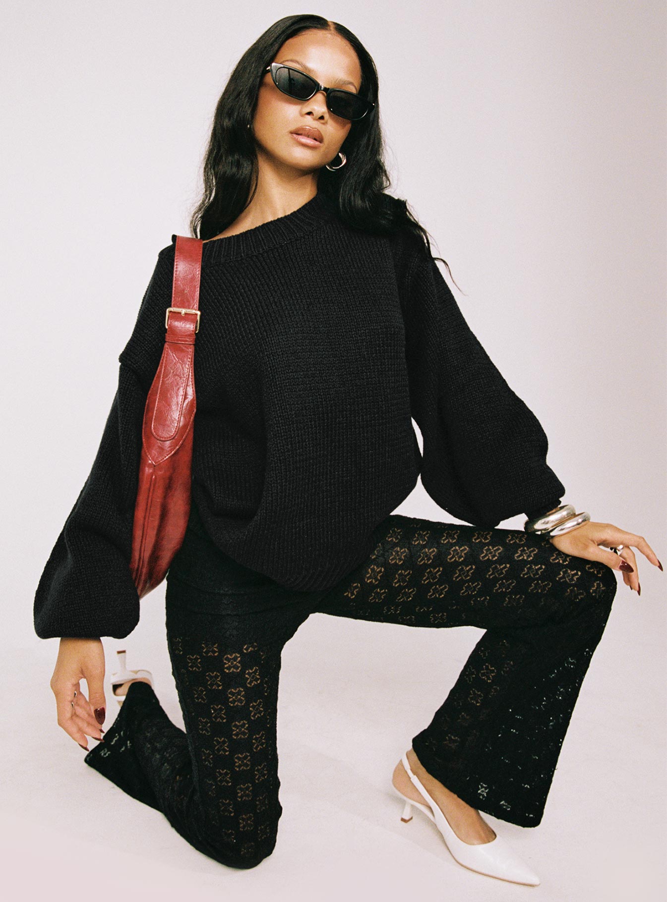 Harmony Balloon Sleeve Knit Sweater Black - Image 10