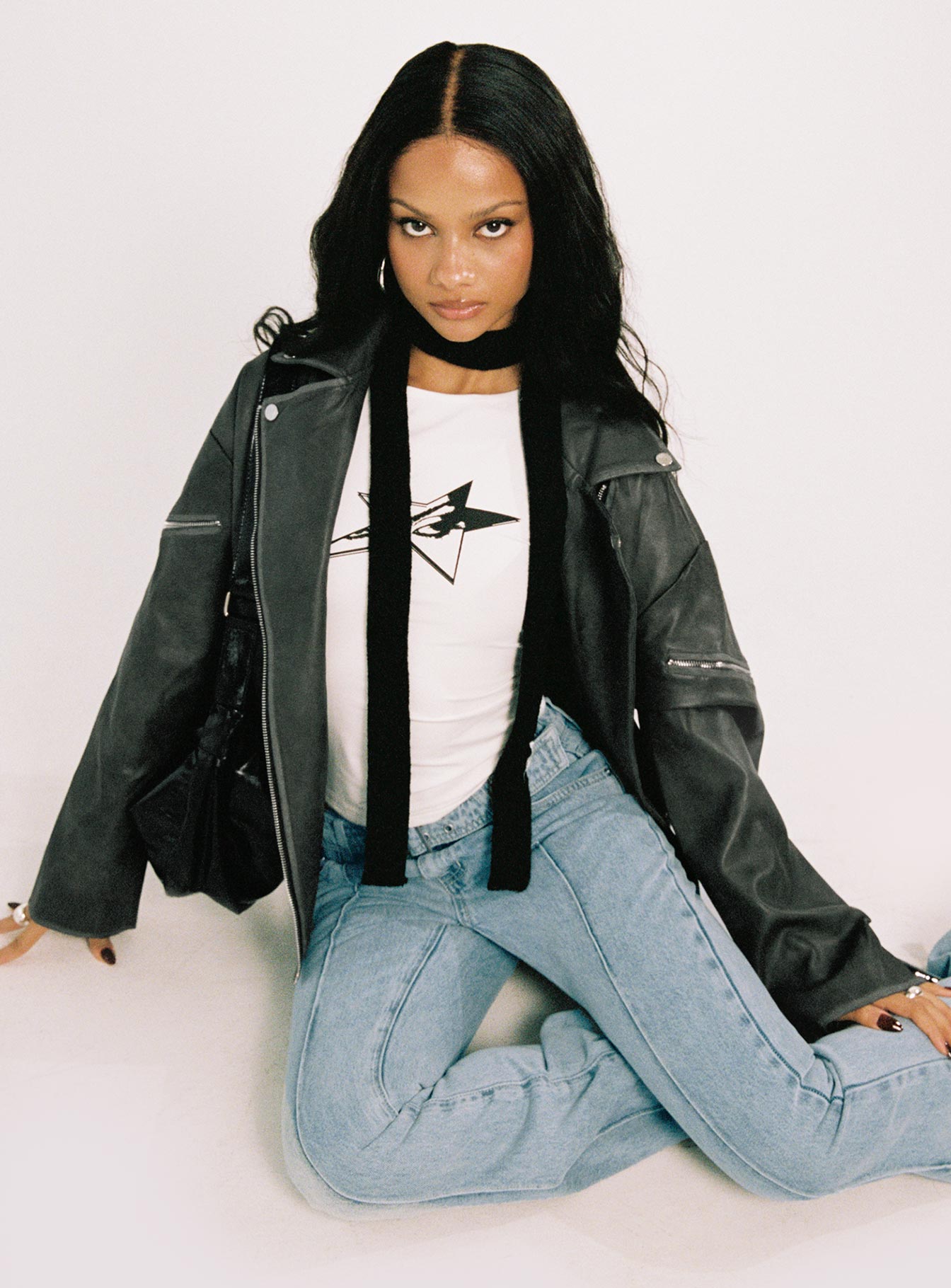 Magnets Faux Leather Jacket Washed Charcoal - Image 11