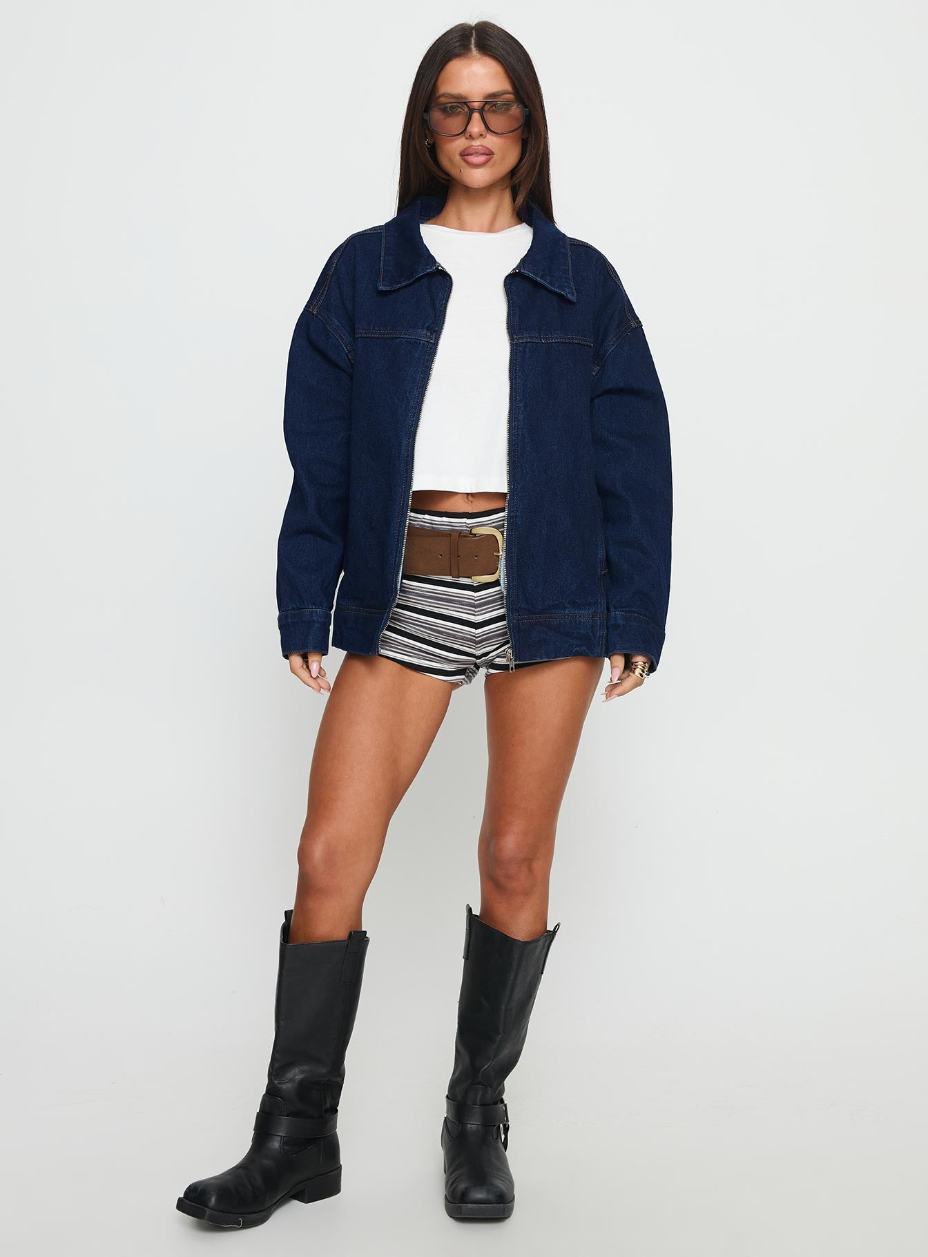 Goldsmith Denim Bomber Jacket Dark Wash - Image 2