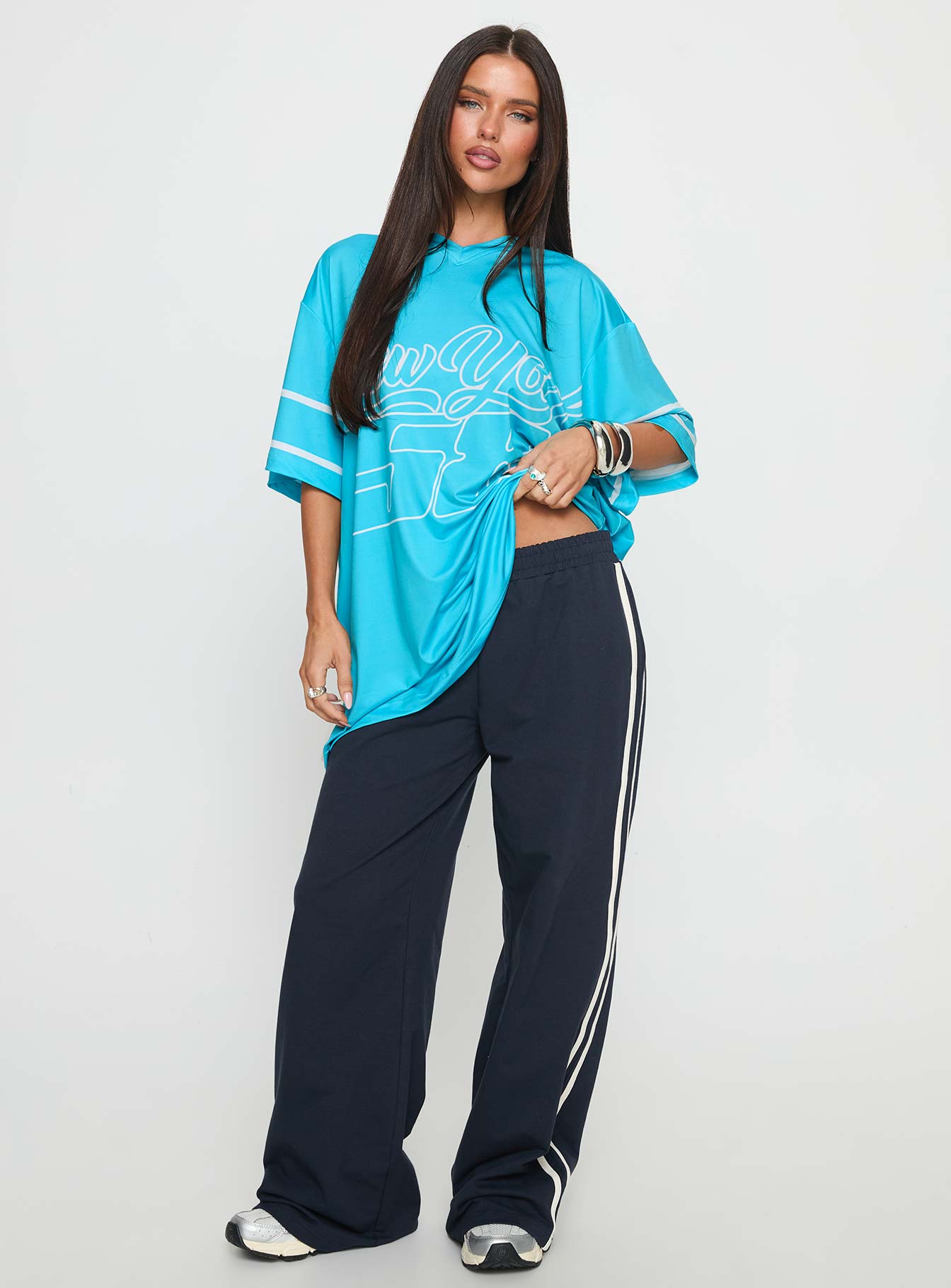 New Yorker 58 Oversized Graphic Jersey Tee Blue - Image 2