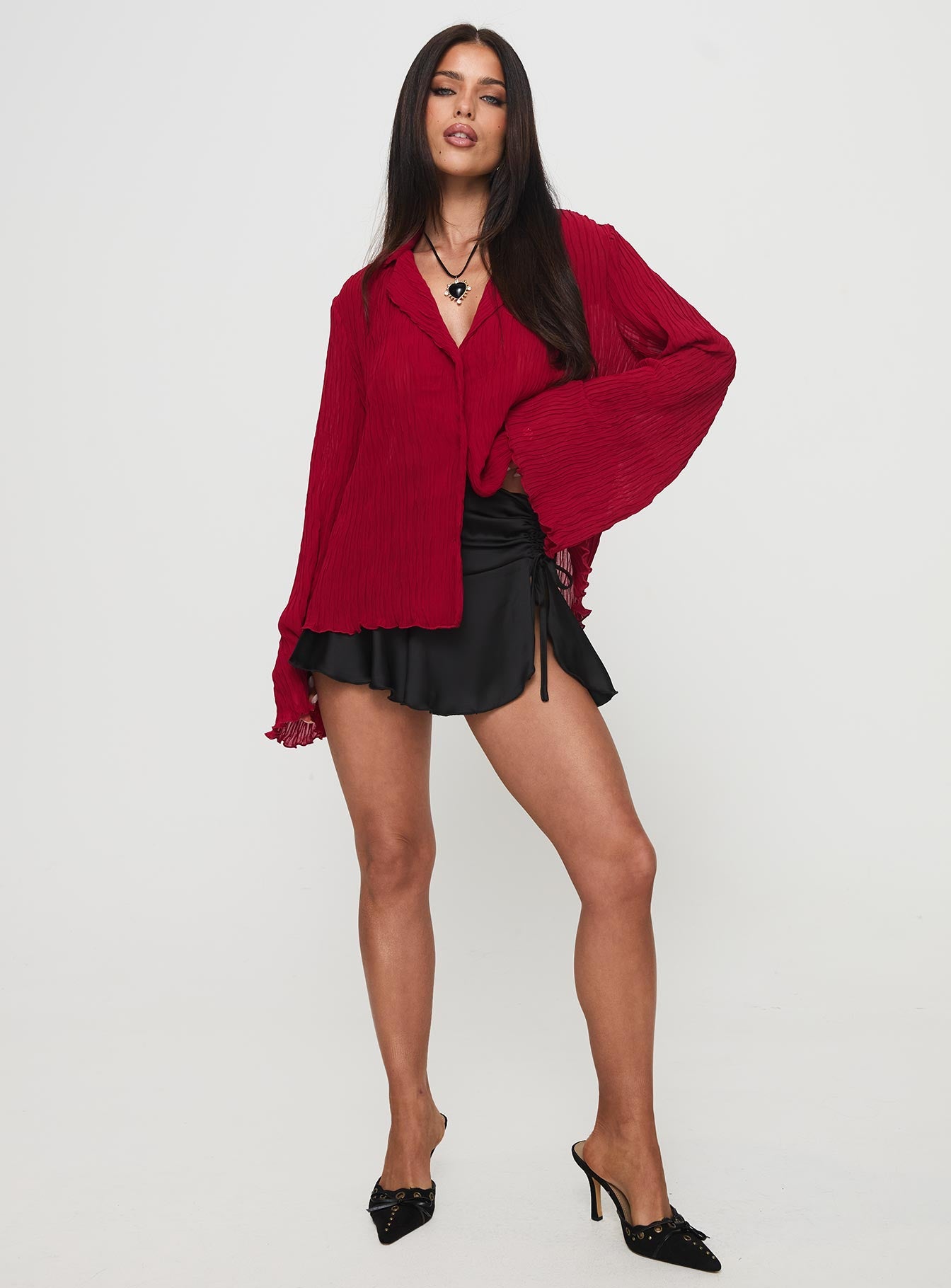 Selma Shirt Burgundy - Image 3