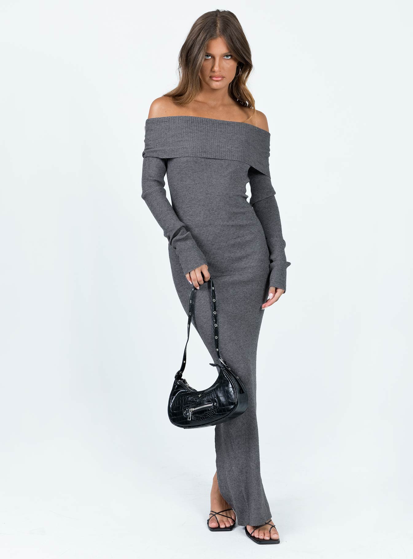 Phylis Off The Shoulder Maxi Dress Slate - Image 3