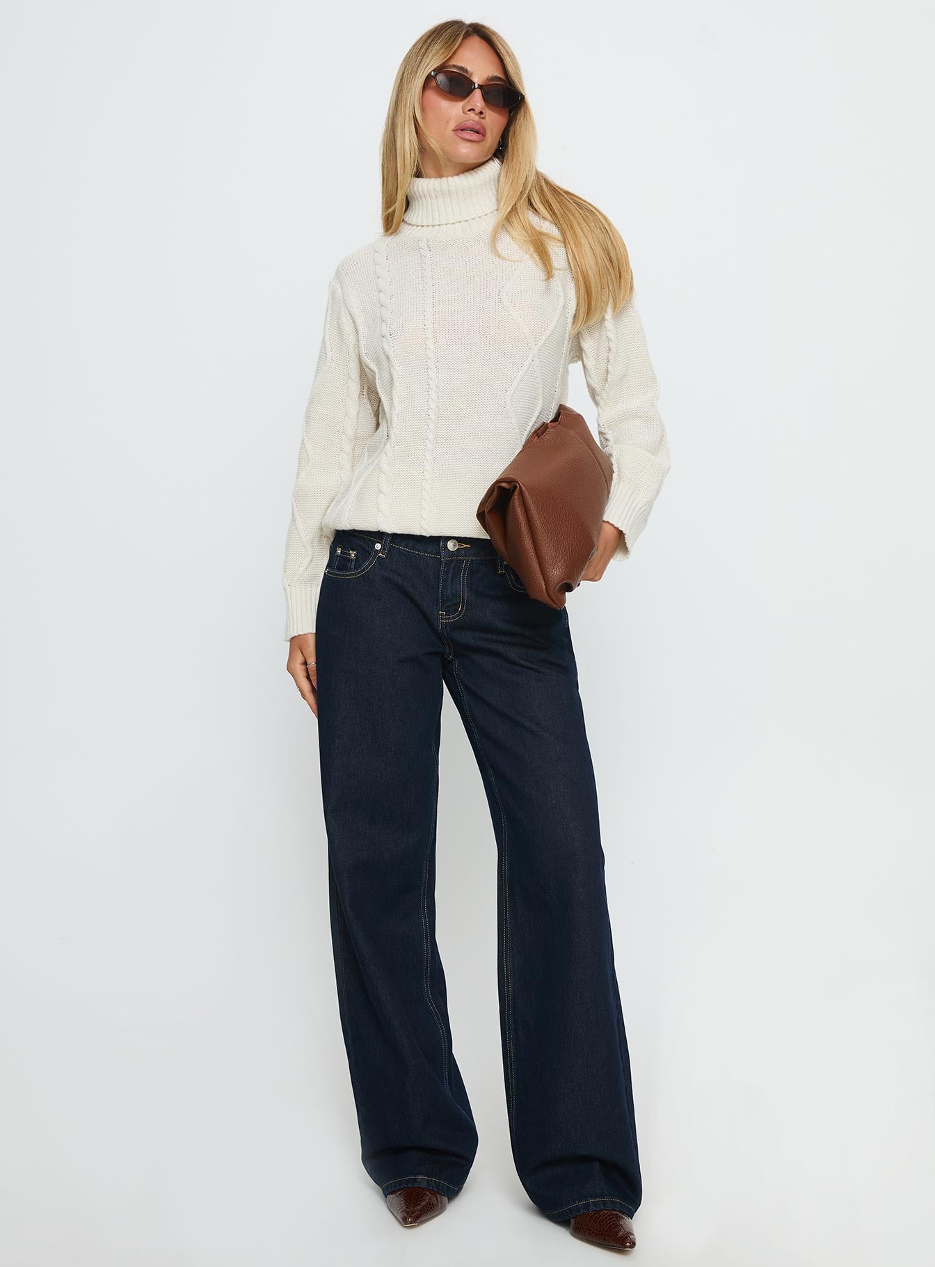 Tarynne Cable Knit Turtle Neck Sweater Beige - Image 10