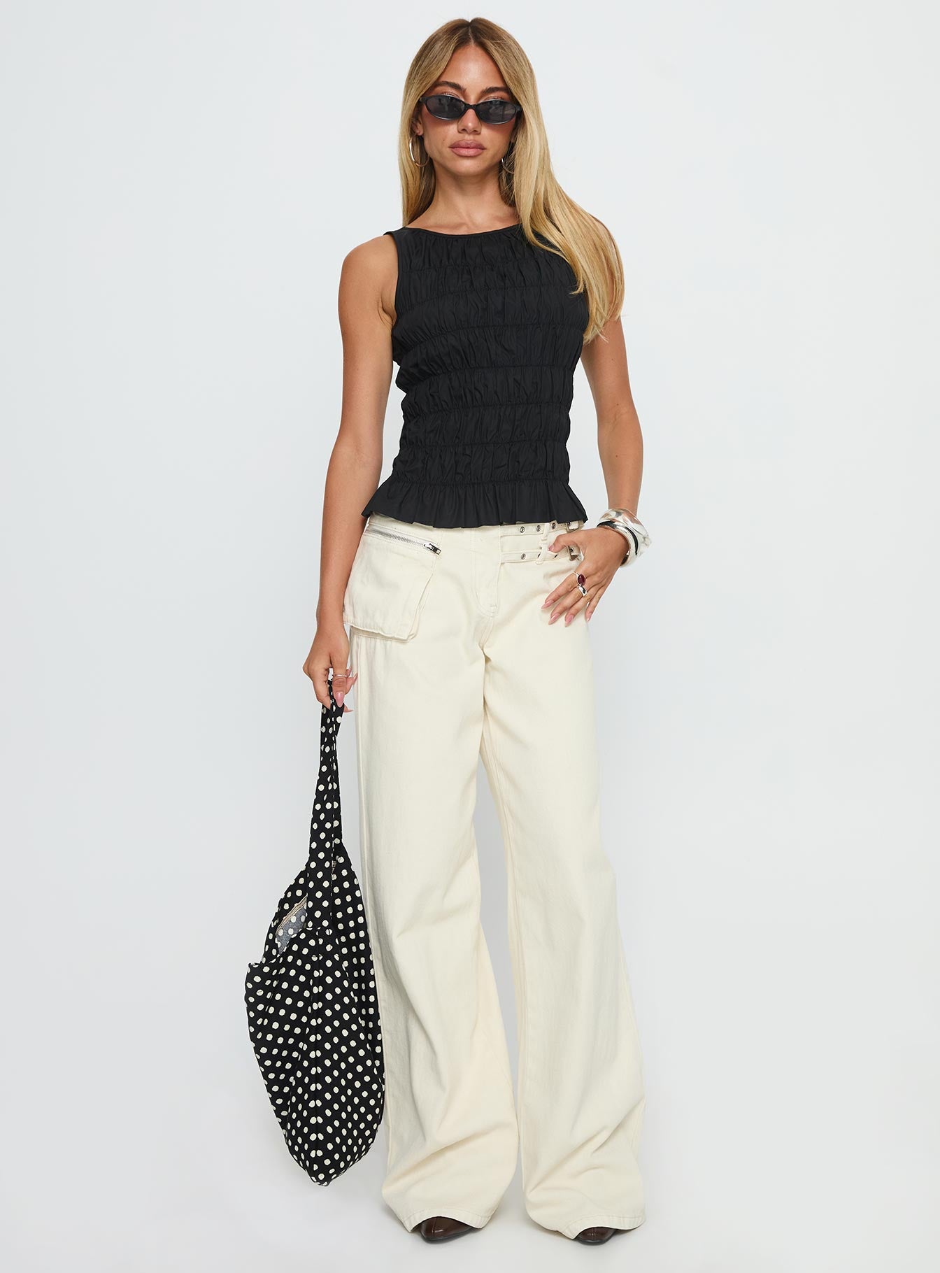Marleene Shirred Top Black - Image 2