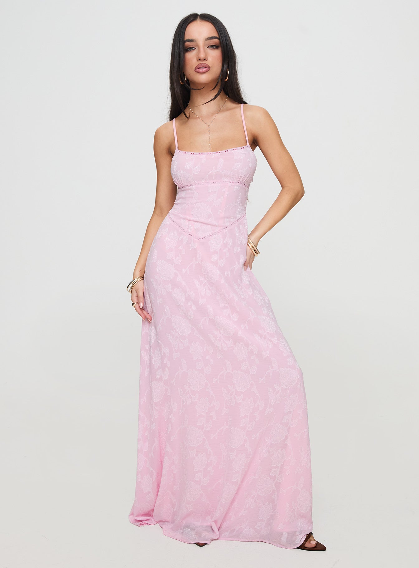 South Of France Maxi Dress Pink Petite - Image 3