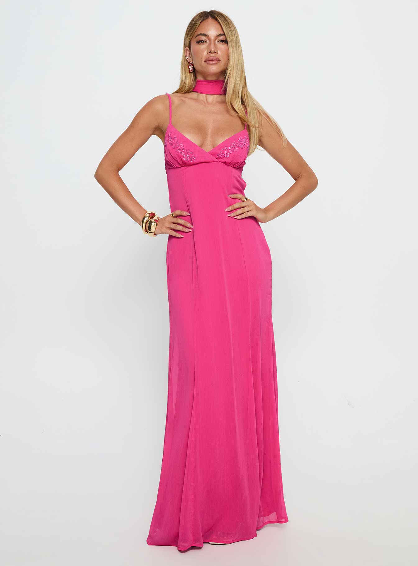 Jadira Scarf Maxi Dress Guava - Image 3