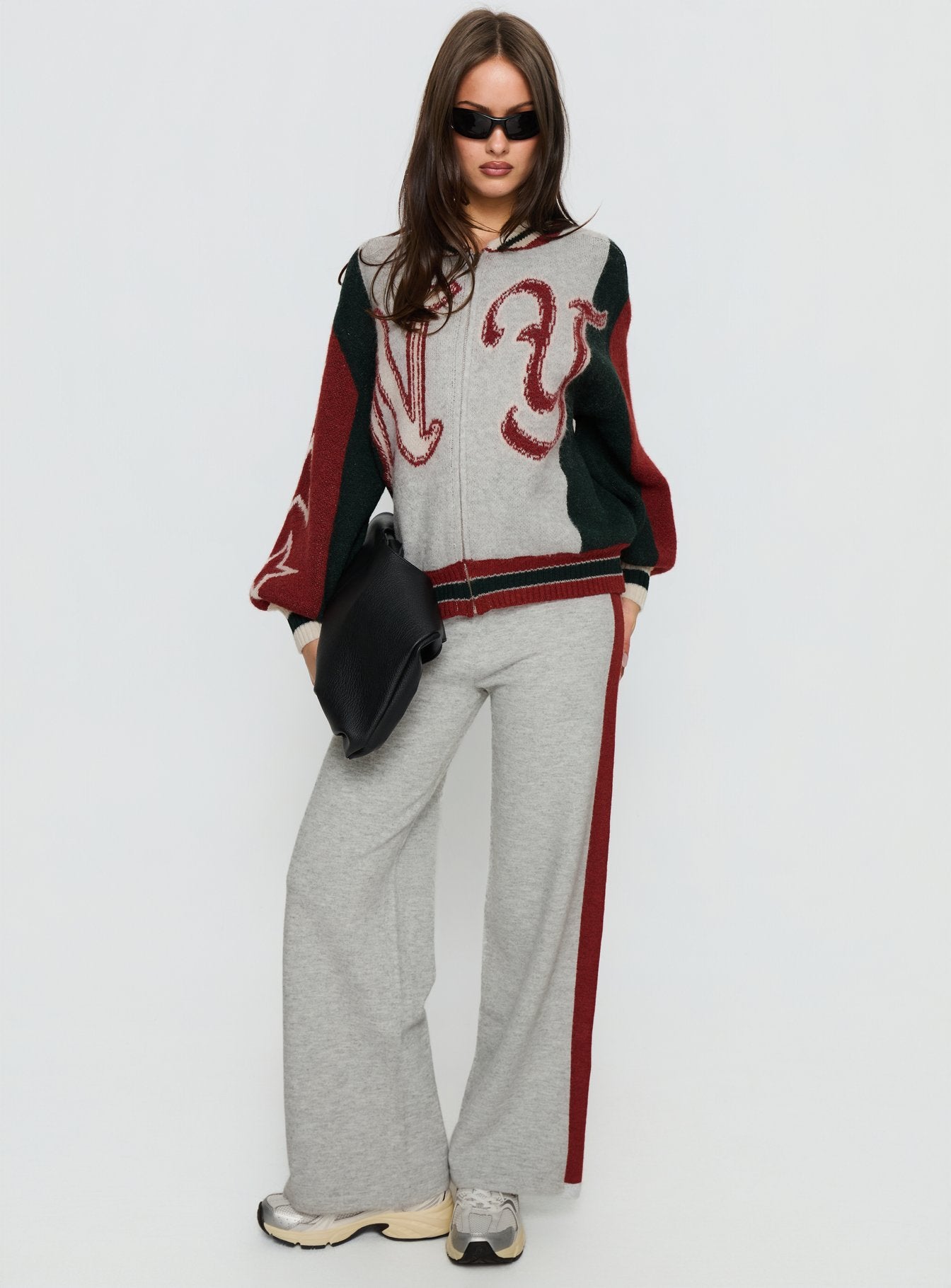 Brandyce Straight Leg Knit Pants Grey Red - Image 2