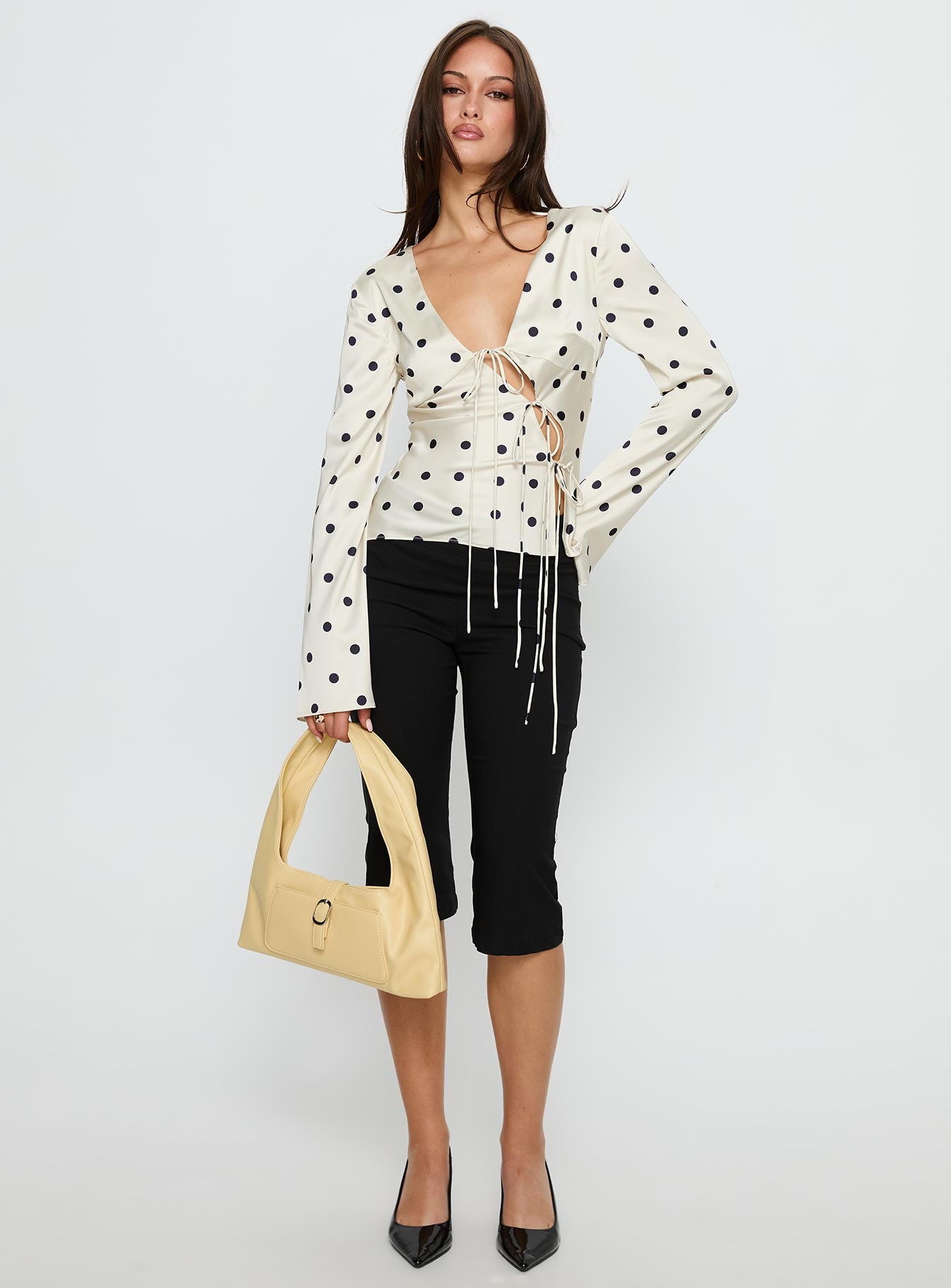 Mariah Long Sleeve Top Cream Polka - Image 3