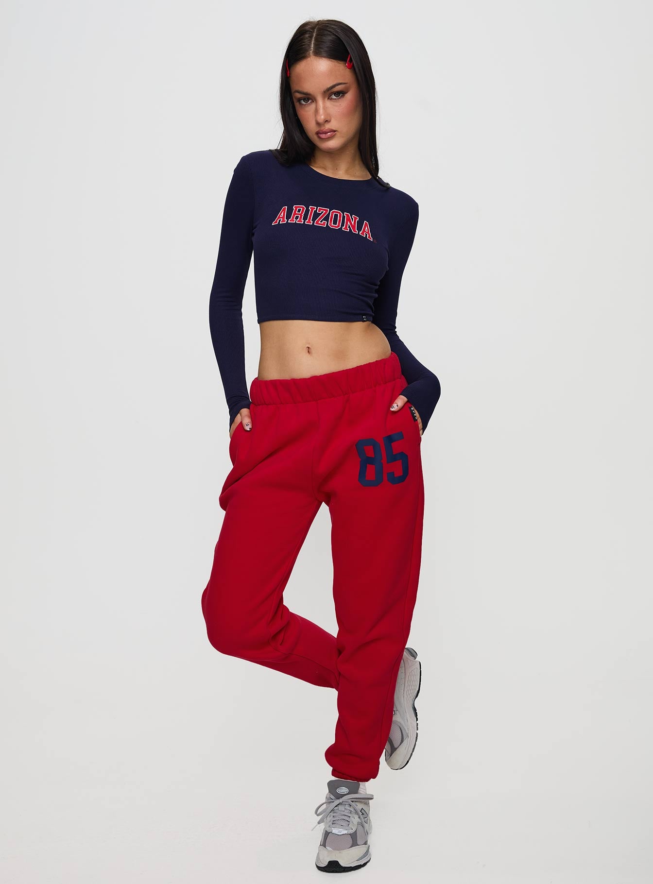 U Of A Bring It Back Long Sleeve Top Navy - Image 3
