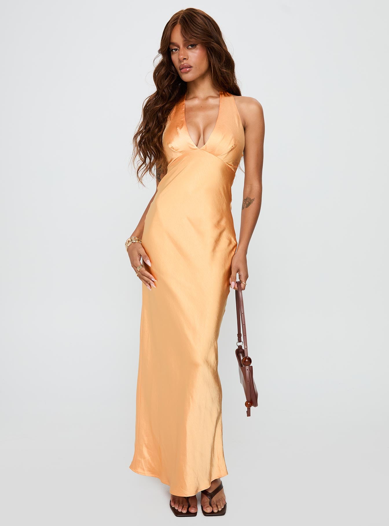 Good For You Halter Maxi Dress Orange - Image 2