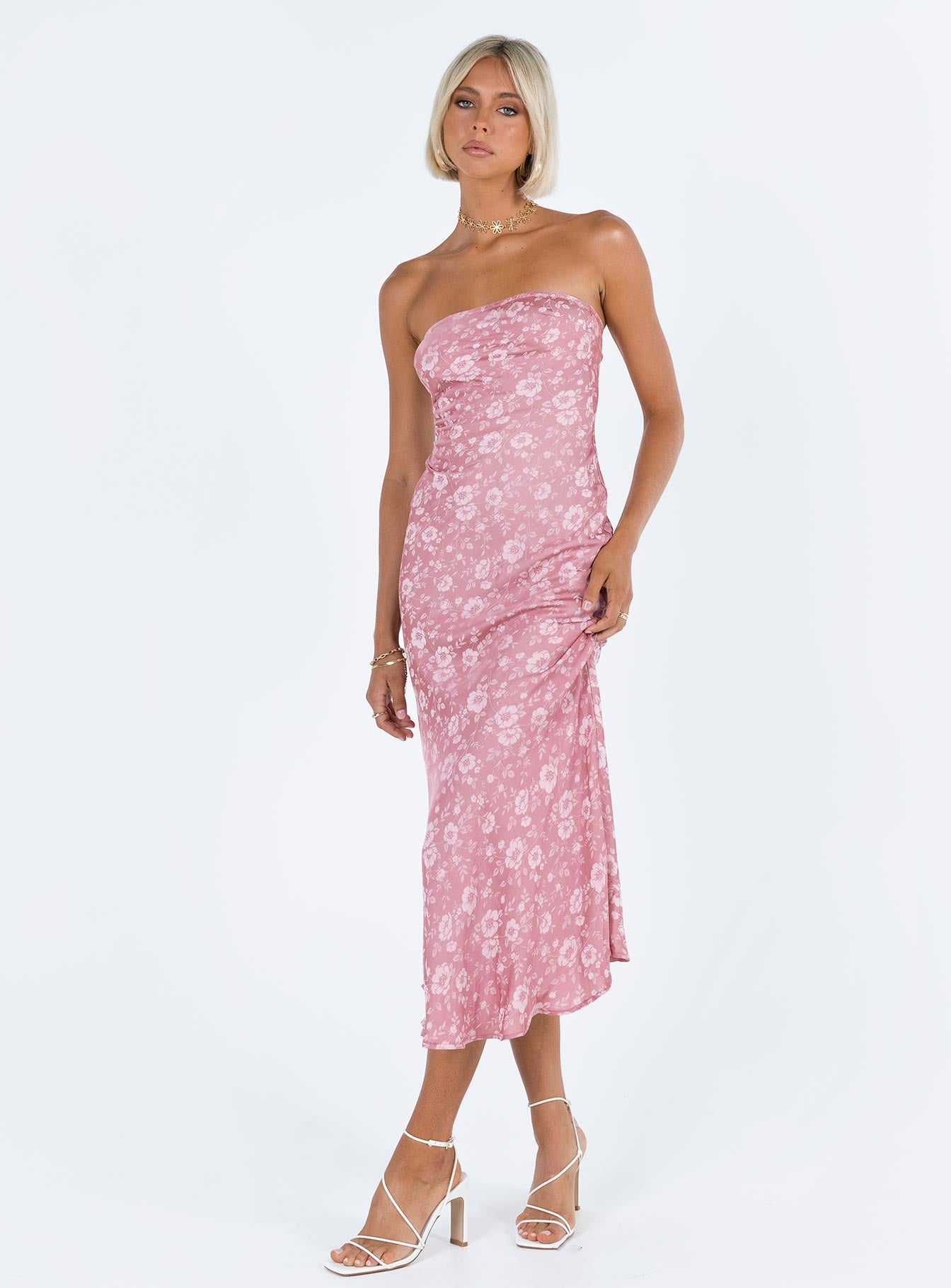 Salvin Strapless Maxi Dress Pink - Image 3