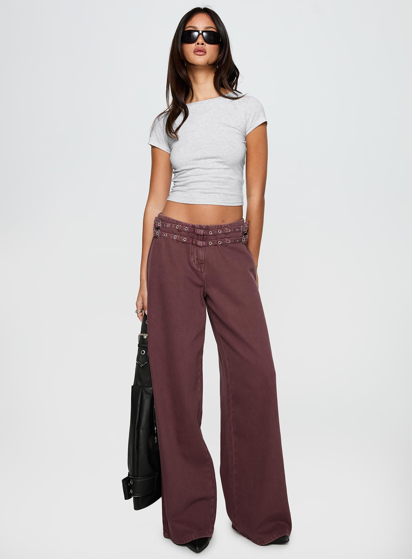 Baccarat Mid Rise Wide Leg Belted Pant Chocolate - Image 4