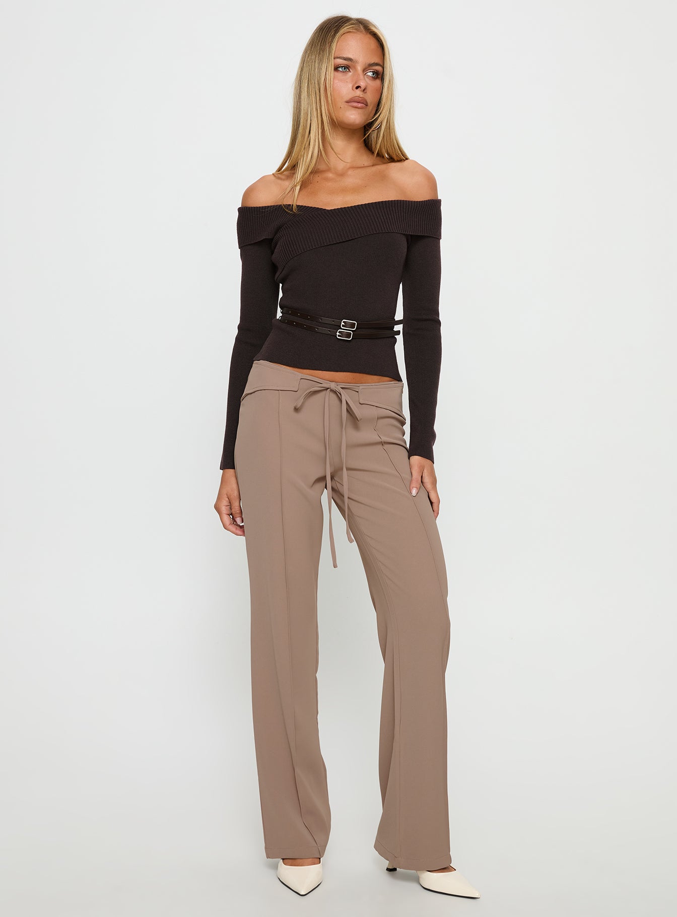 Narratives Wrap Tie Trouser Pant Taupe - Image 3