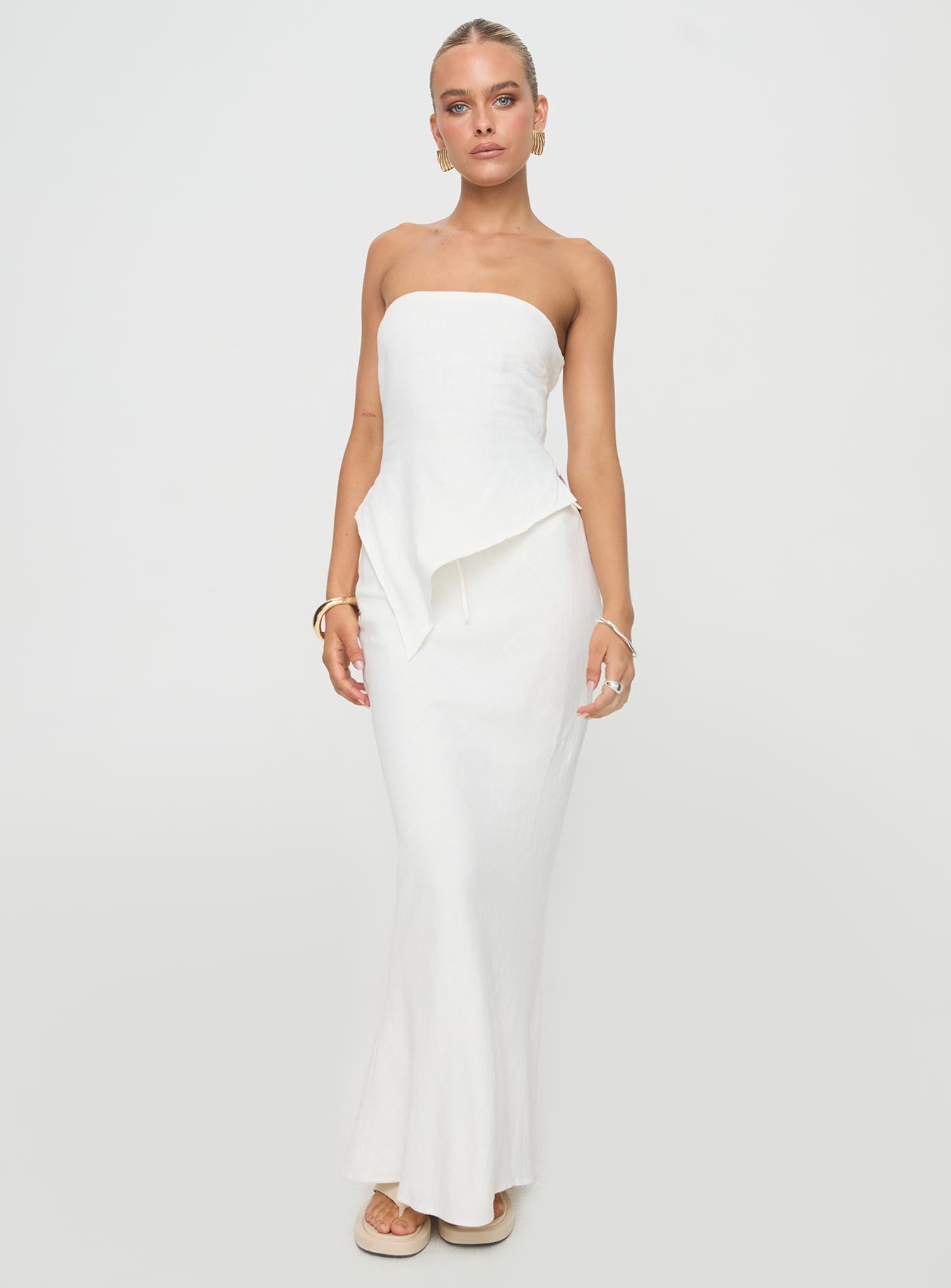 Mercer Linen Blend Maxi Skirt White - Image 3