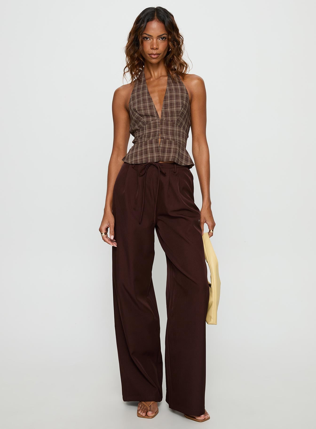 Pleasing Top Brown Check - Image 2
