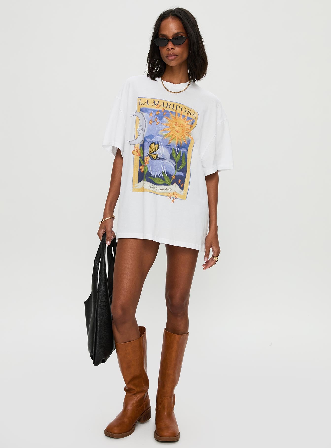 Tarot Card Oversized Graphic Top White Multi - Image 3