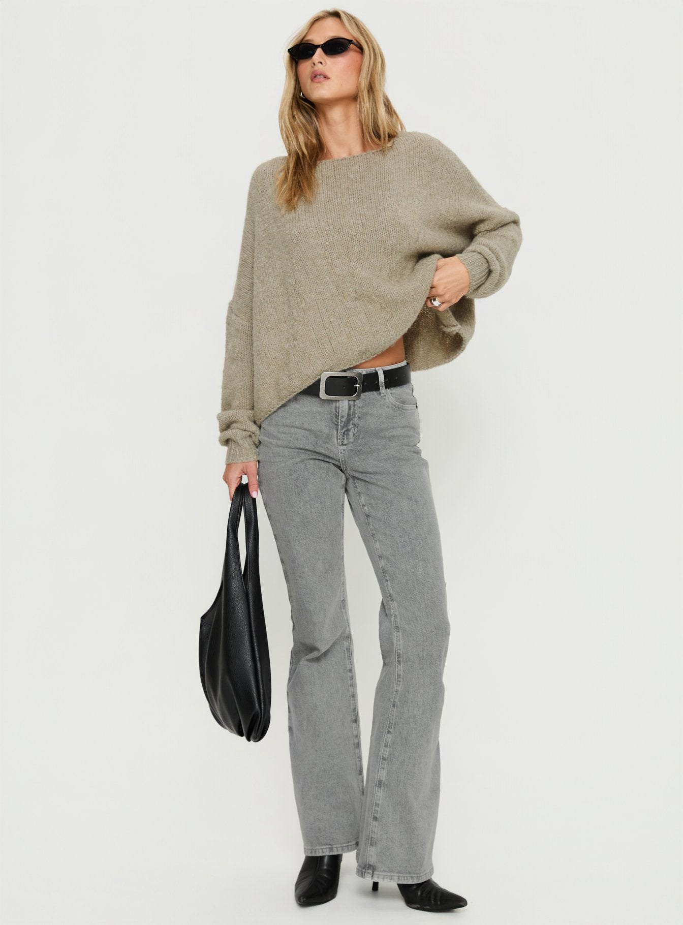 Ramy Wide Neck Knit Sweater Olive - Image 3