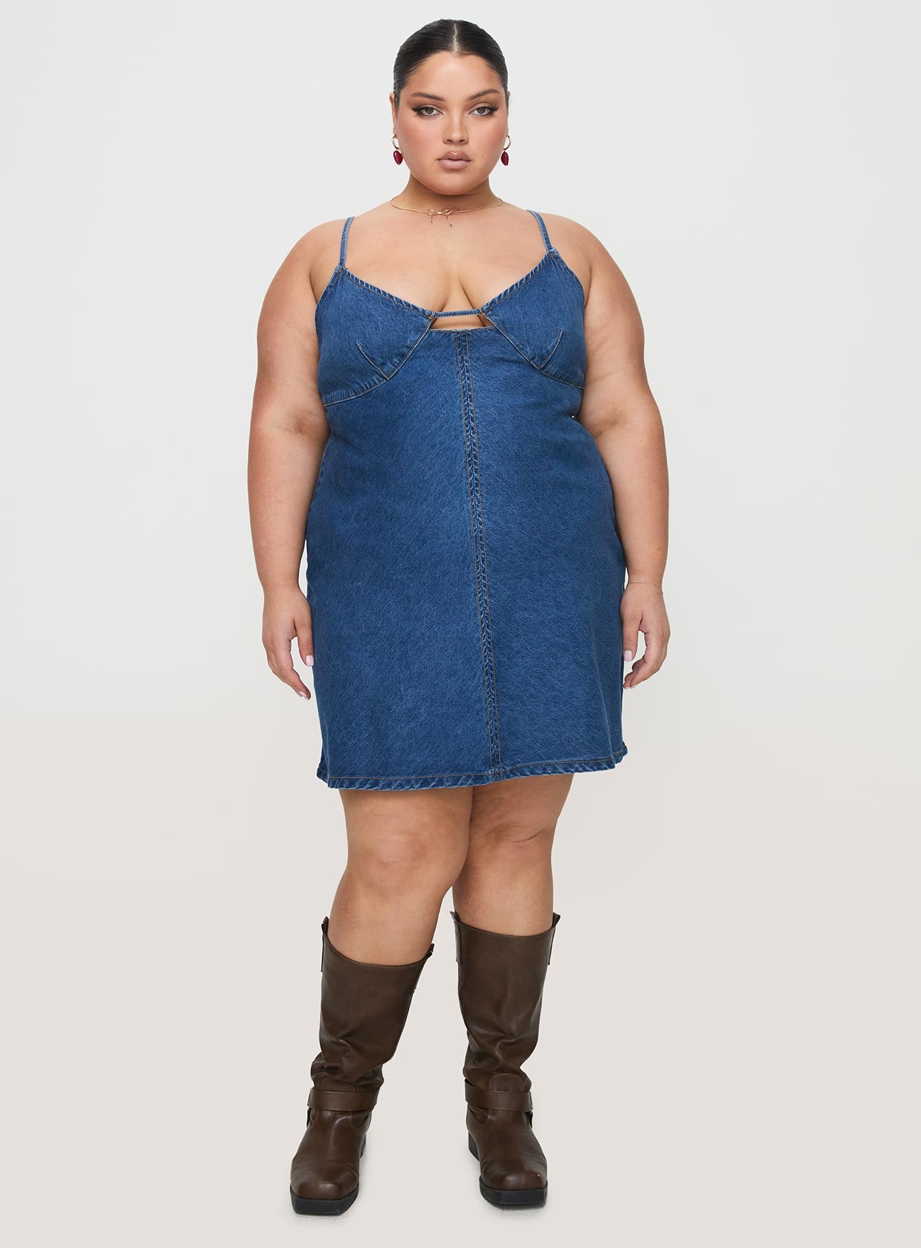 Arwen Denim Mini Dress Blue Curve - Image 2