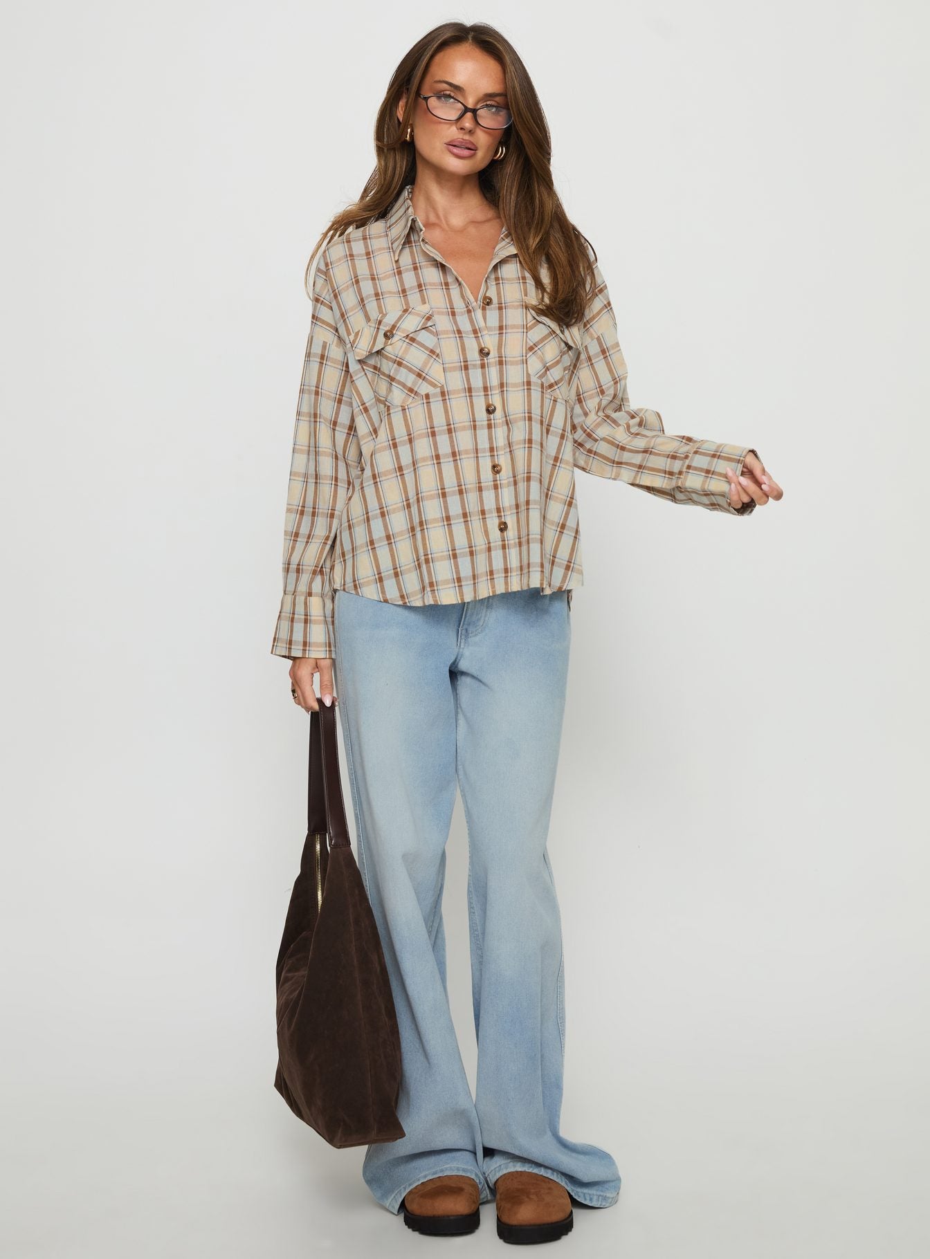 Sweet Summer Flannel Top Blue Check - Image 3
