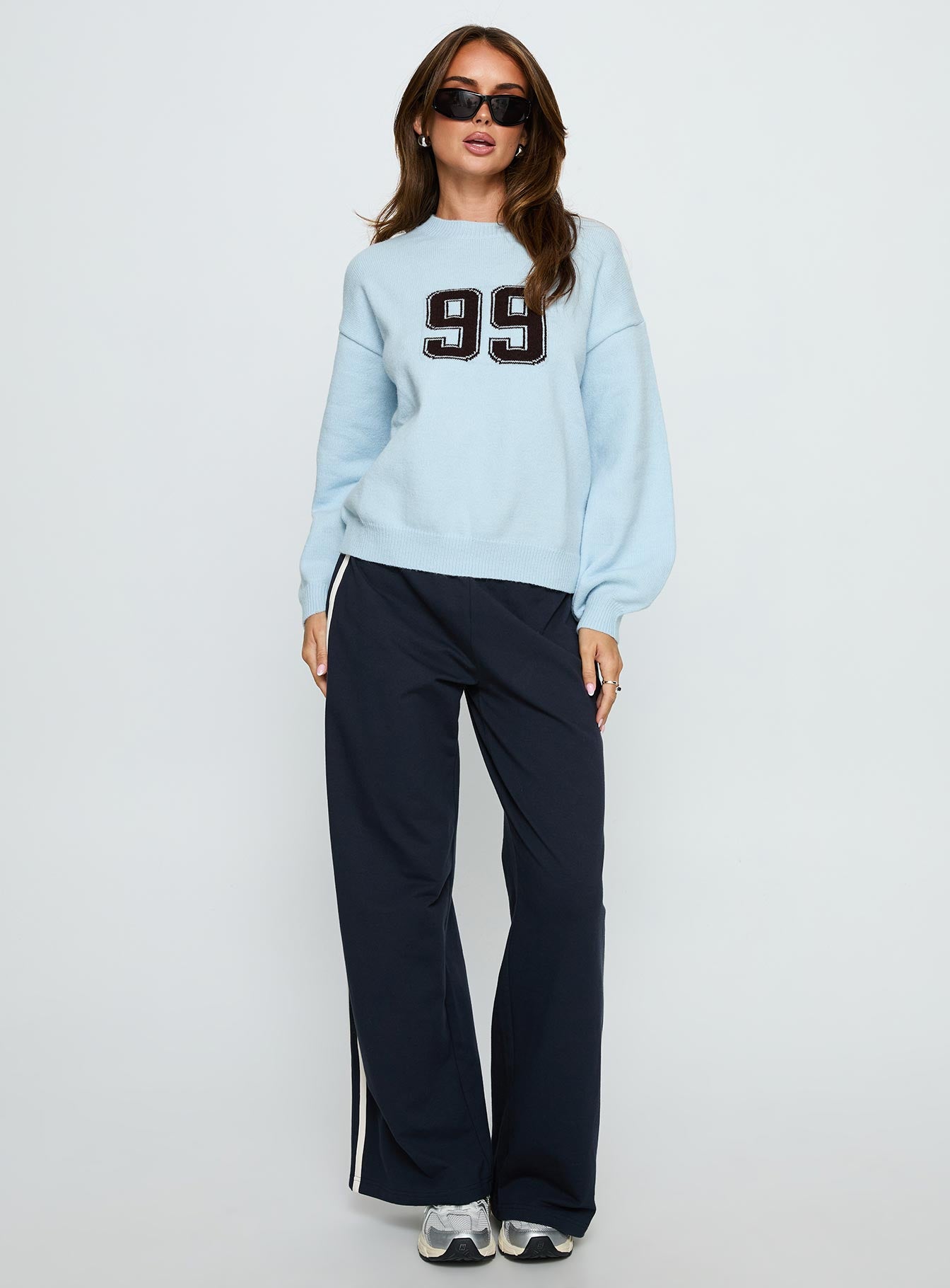 Ranee Graphic Knit Sweater Blue - Image 2