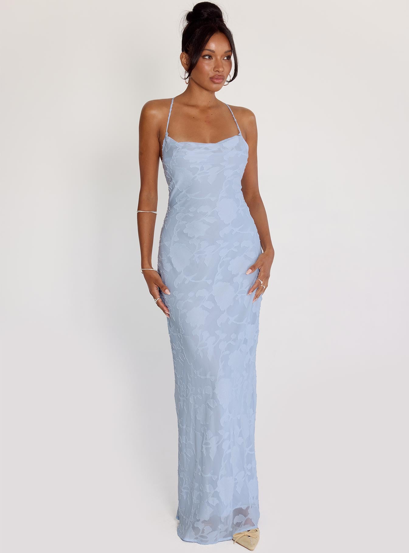 Celena Maxi Dress Blue Burnout - Image 2