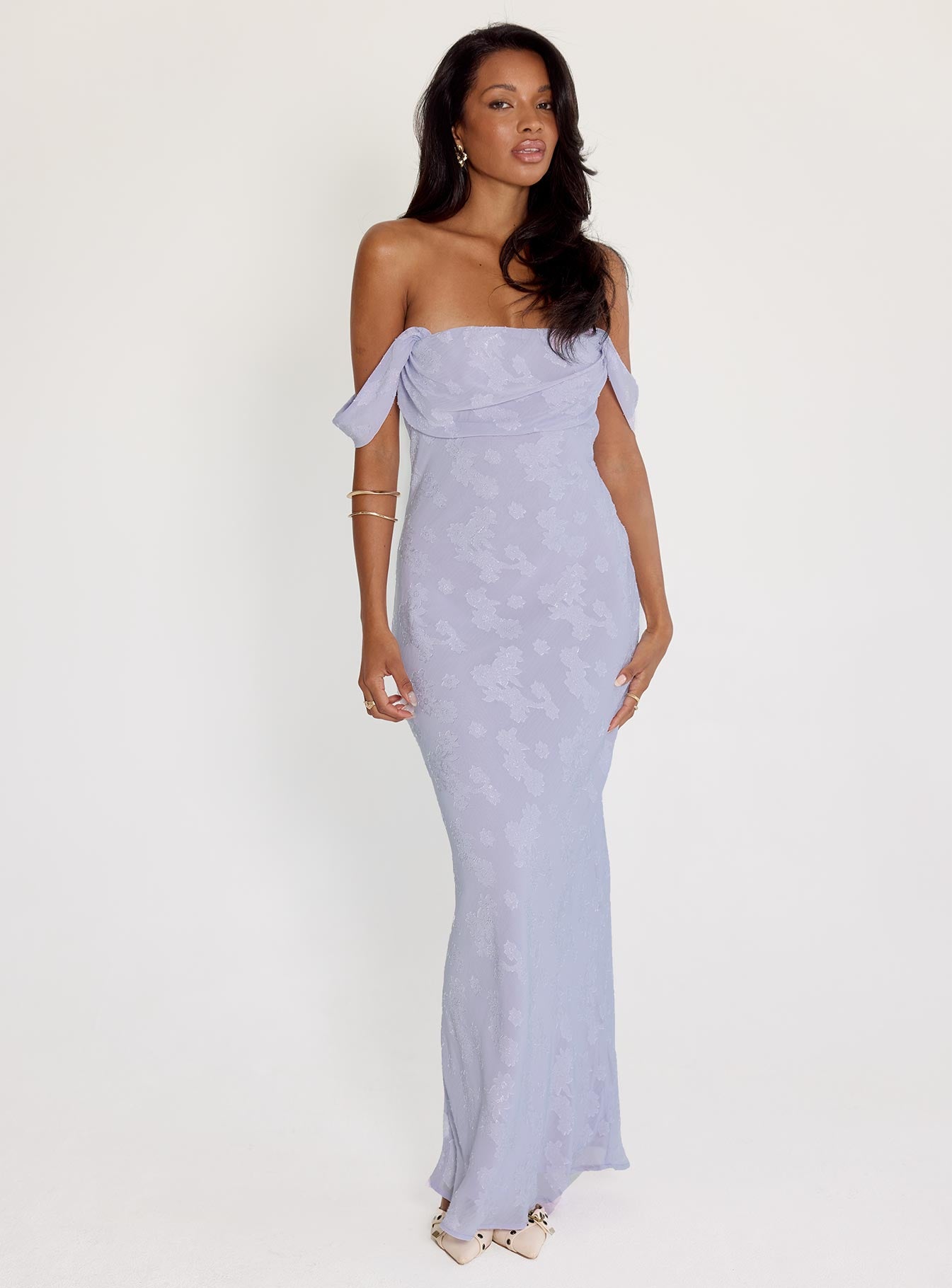 Azura Off The Shoulder Maxi Dress Lilac - Image 2