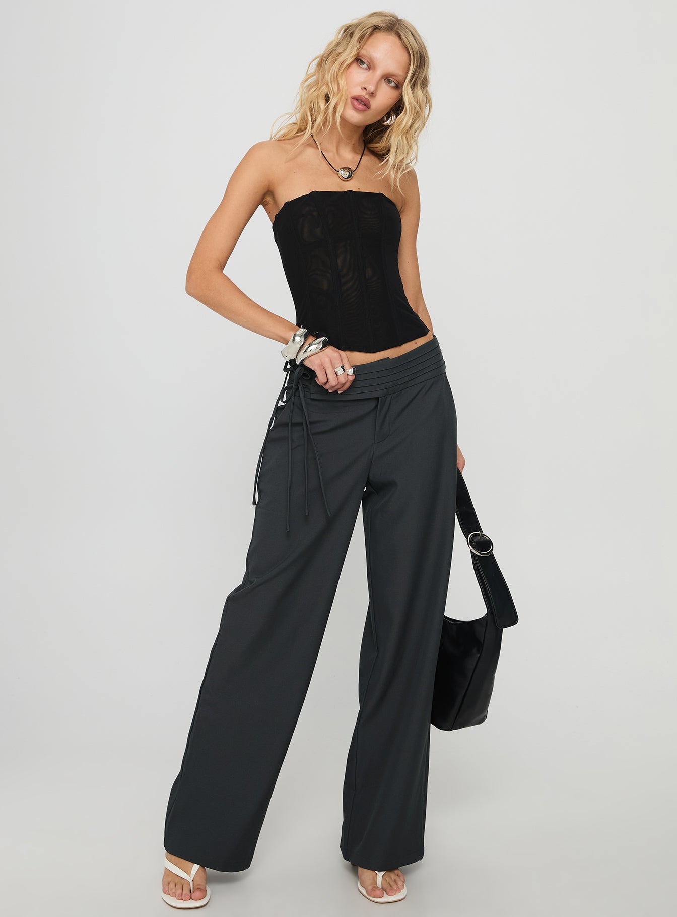 Oscuro Longline Mesh Corset Top Black - Image 3