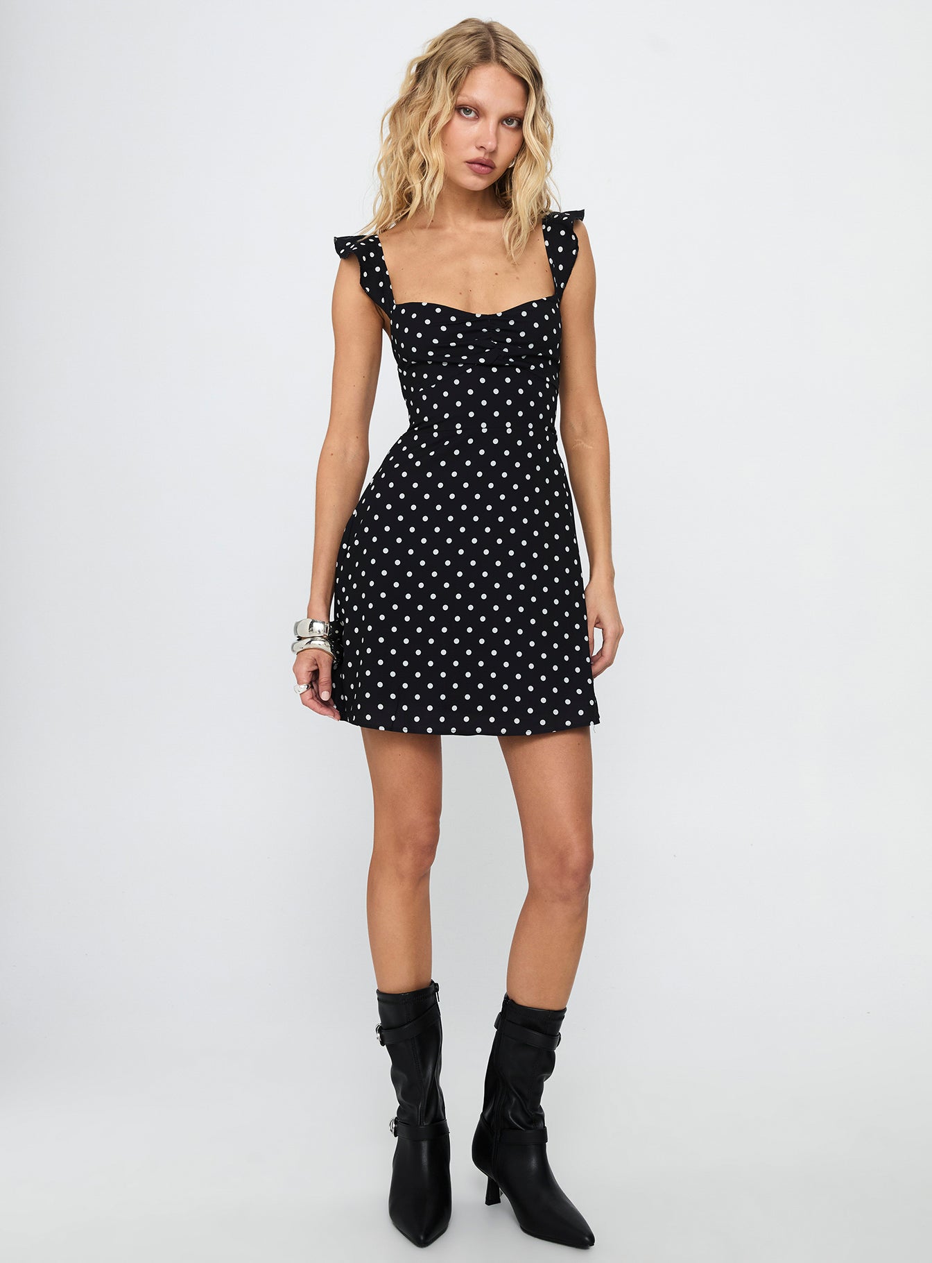Landon Mini Dress Black Polka Dot - Image 3