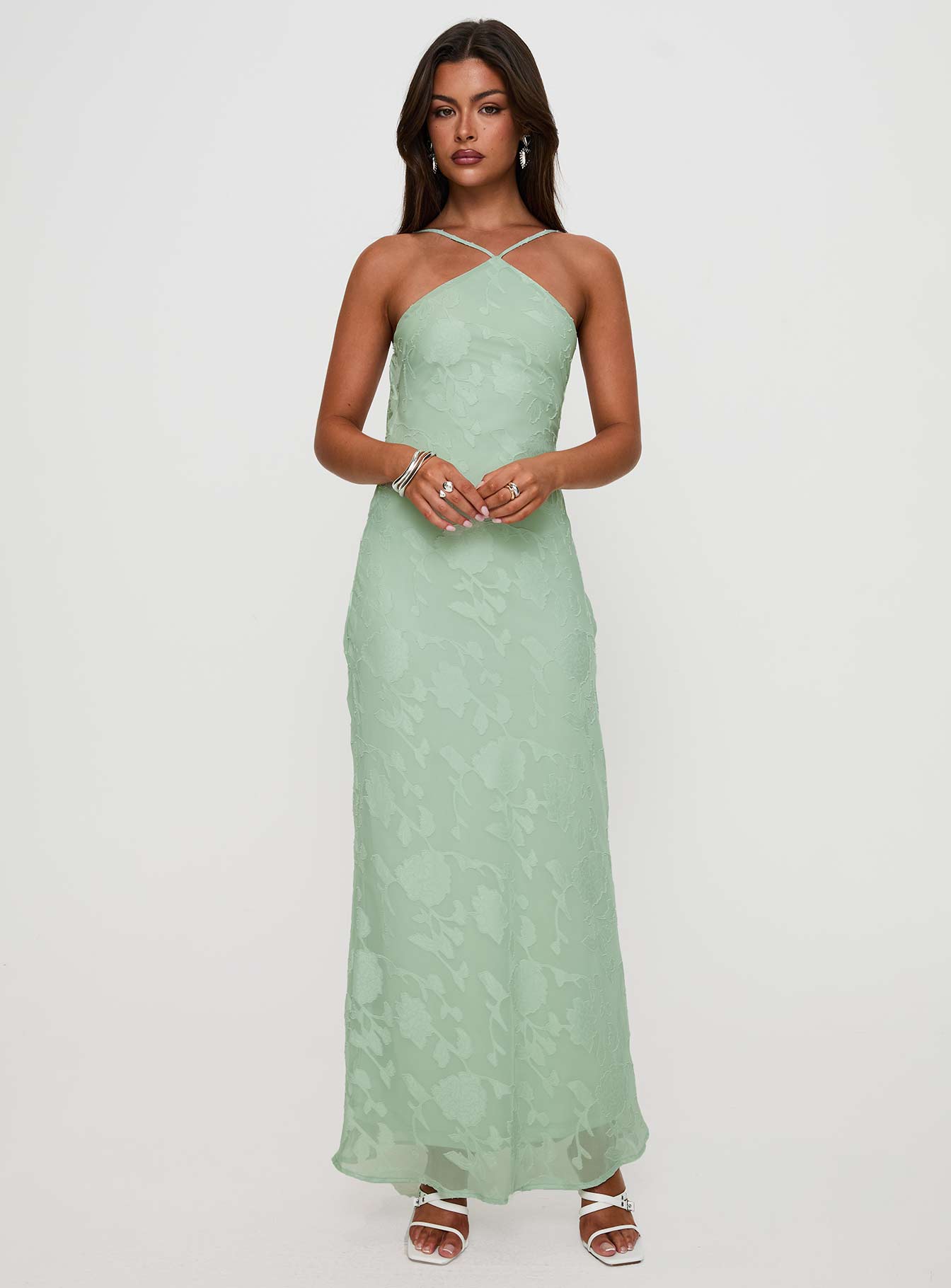 Zoelle Halter Maxi Dress Sage - Image 3