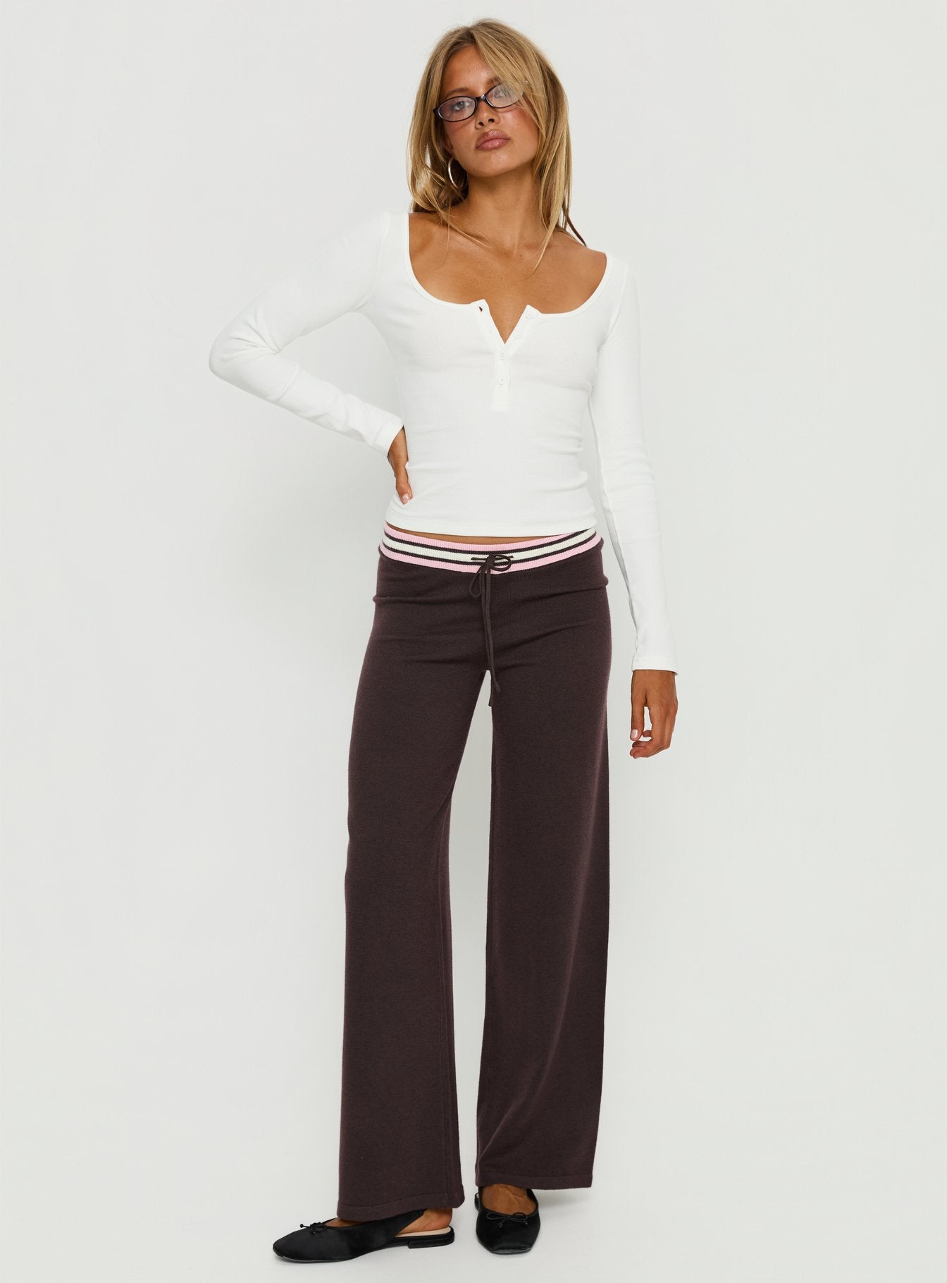 Keslie Long Sleeve Henley Top White - Image 3