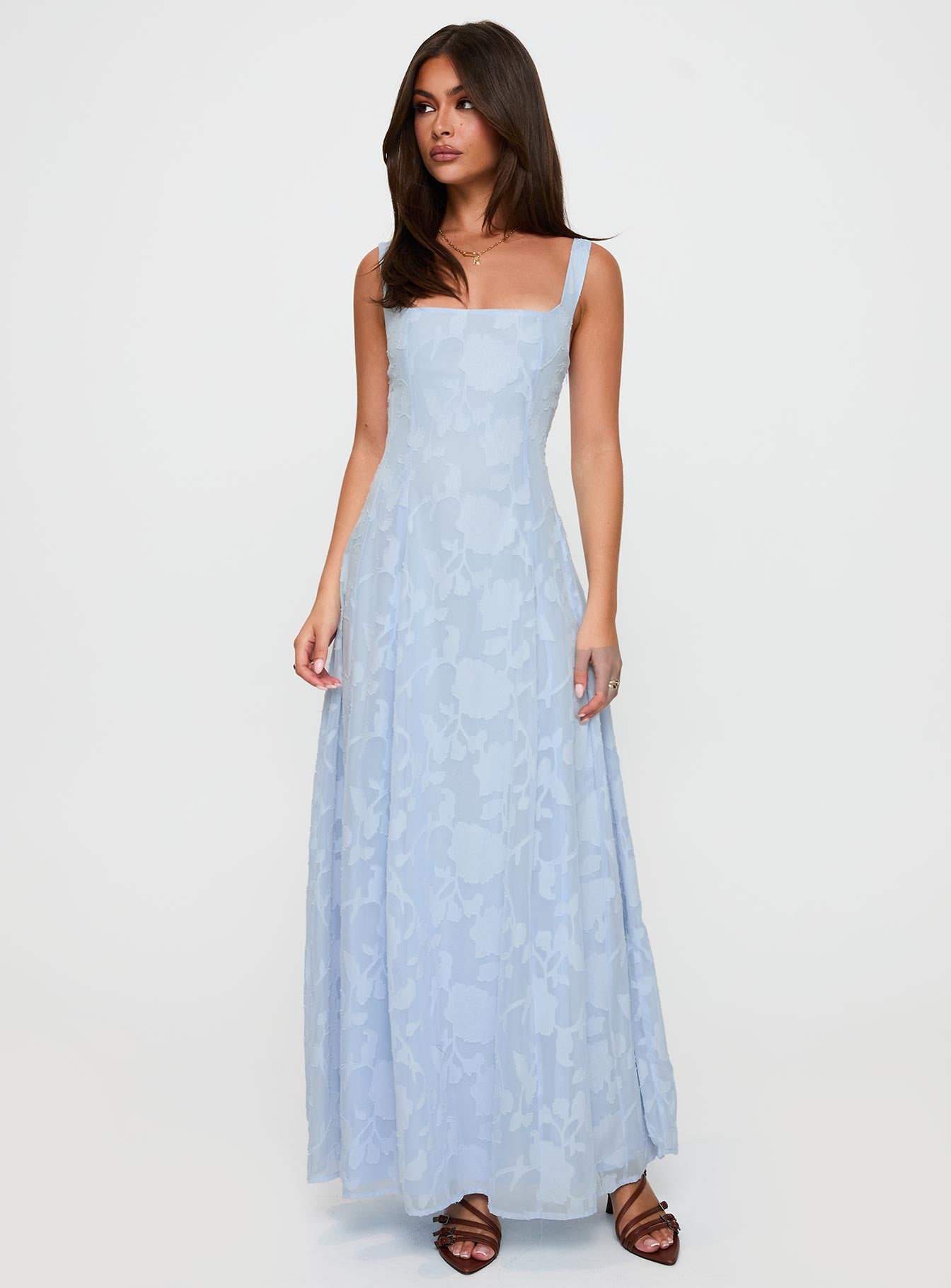 Margaux Burnout Maxi Dress Blue - Image 2
