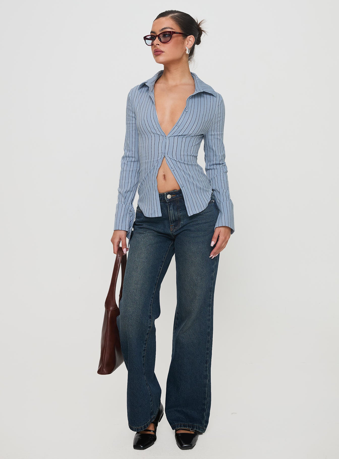 Madlin Long Sleeve Top Blue Stripe - Image 3