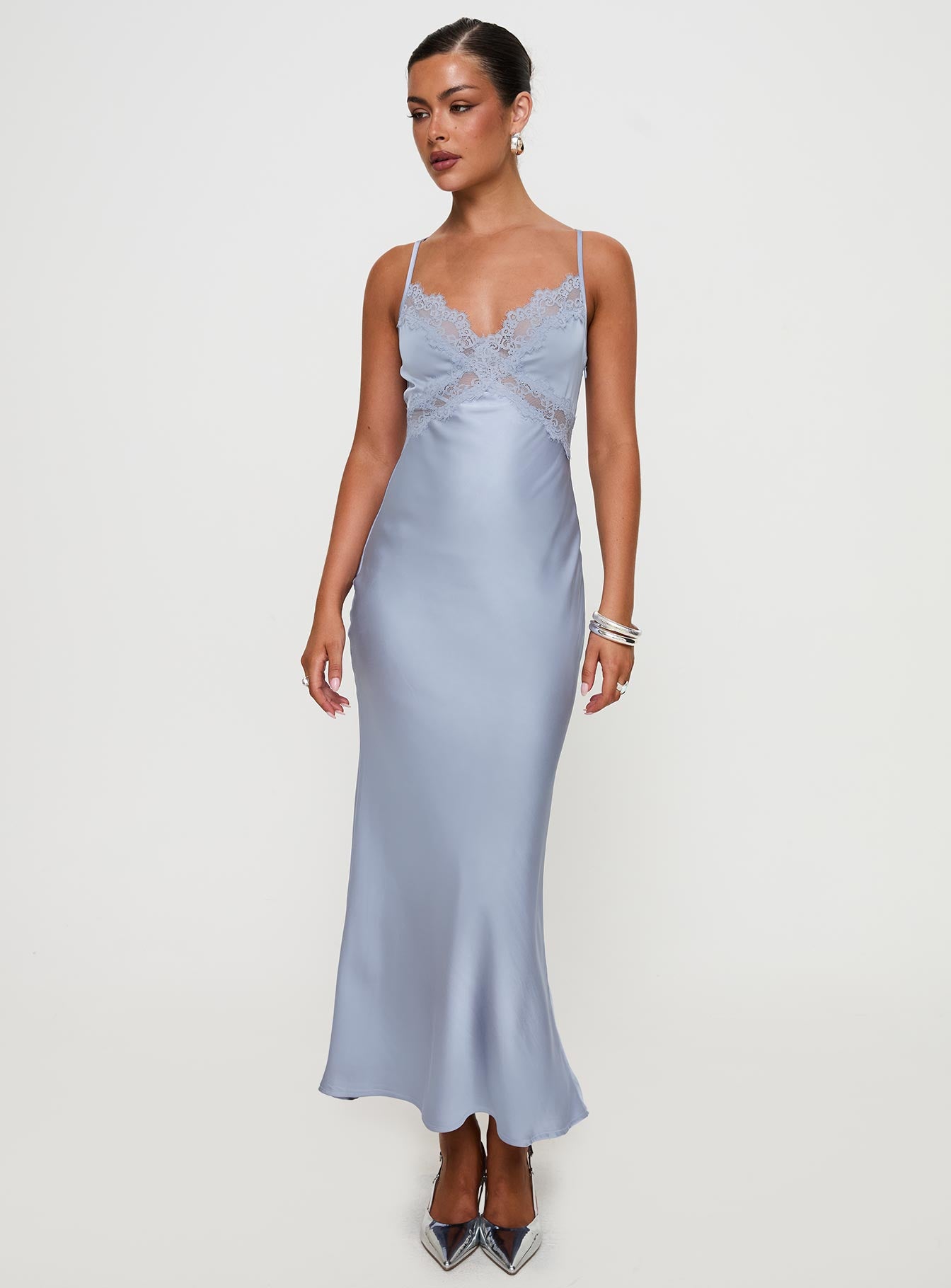 Treasure Bias Cut Maxi Dress Blue - Image 3
