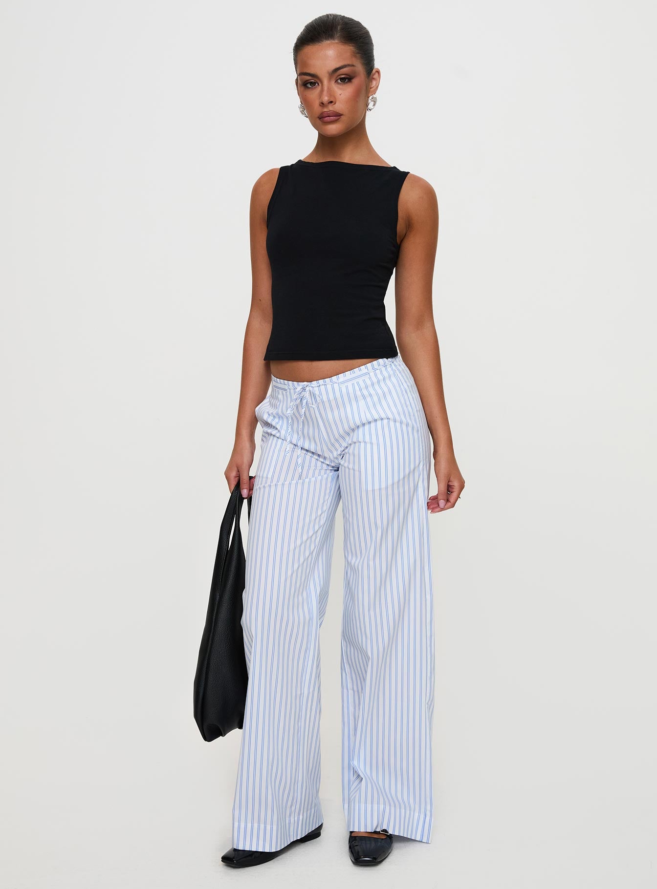 Collied Low Rise Pants Blue White Stripe - Image 6