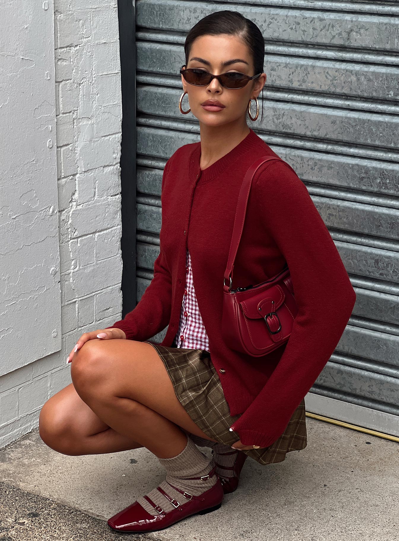 Arica Button Up Knit Cardigan Red - Image 9