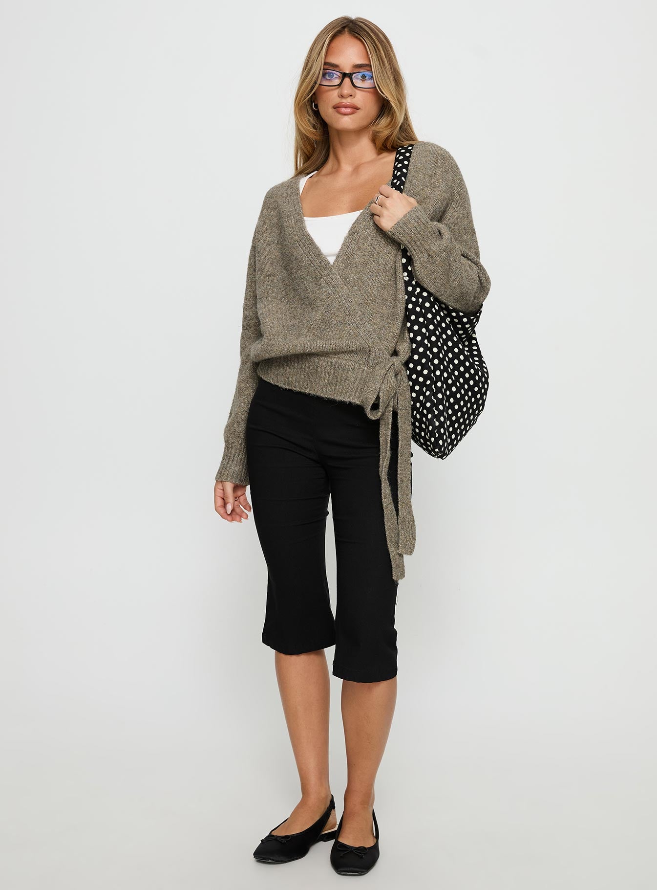 Daelan Wrap Knit Cardigan Brown - Image 2