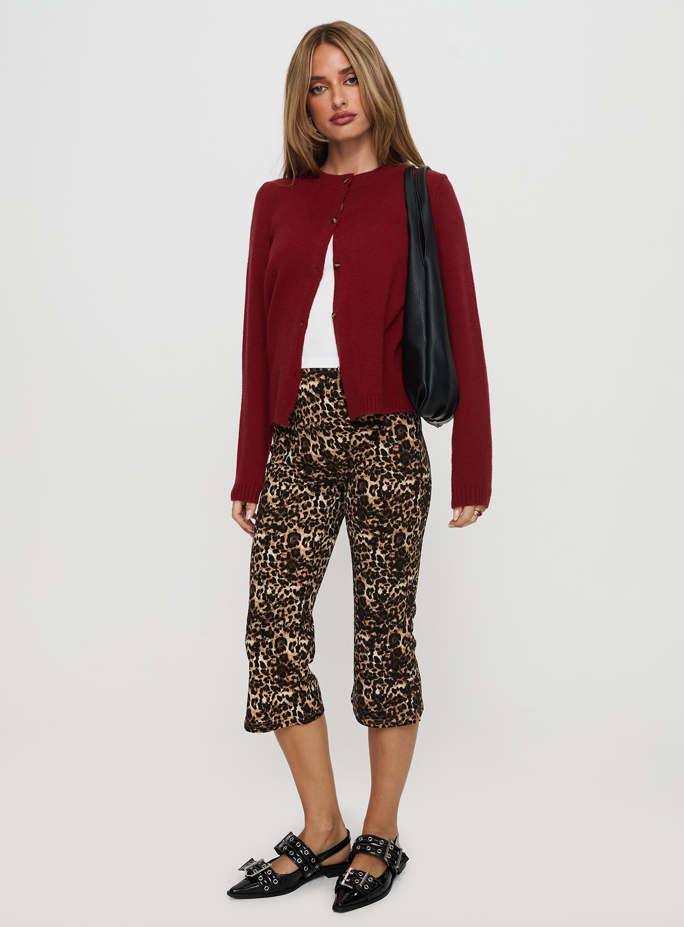 Arica Button Up Knit Cardigan Red - Image 3