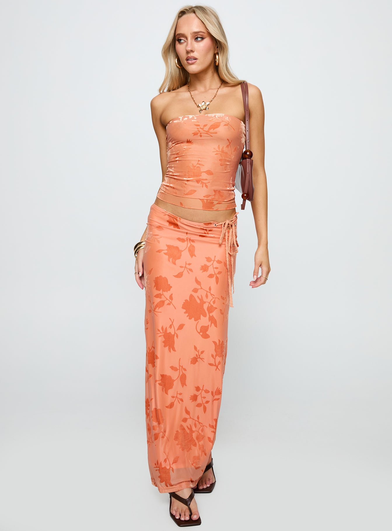 Mikah Strapless Top Orange - Image 3