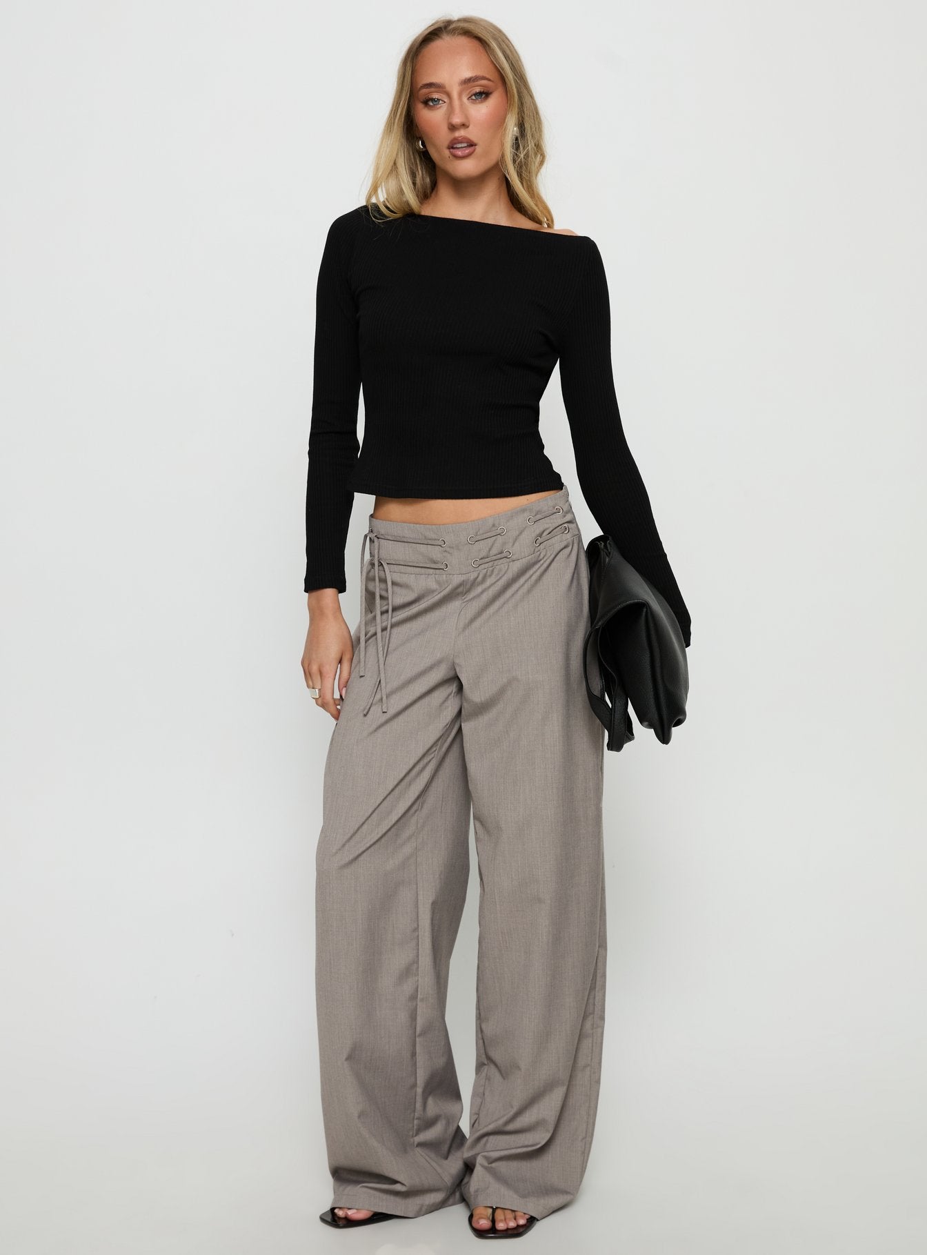Tashana Long Sleeve Boat Neck Top Black - Image 2
