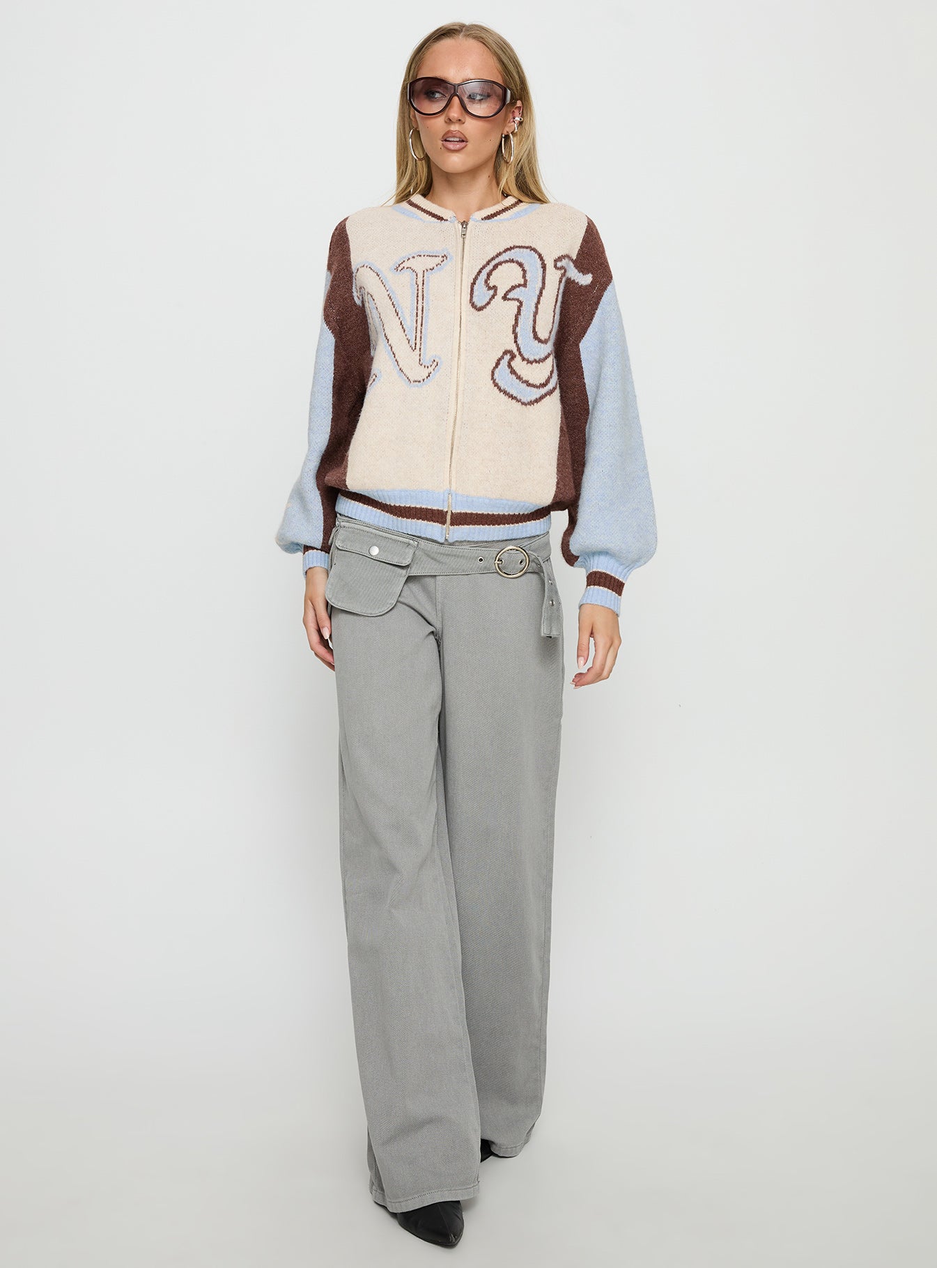 Brandyce Graphic Knit Jacket Blue Chocolate - Image 3