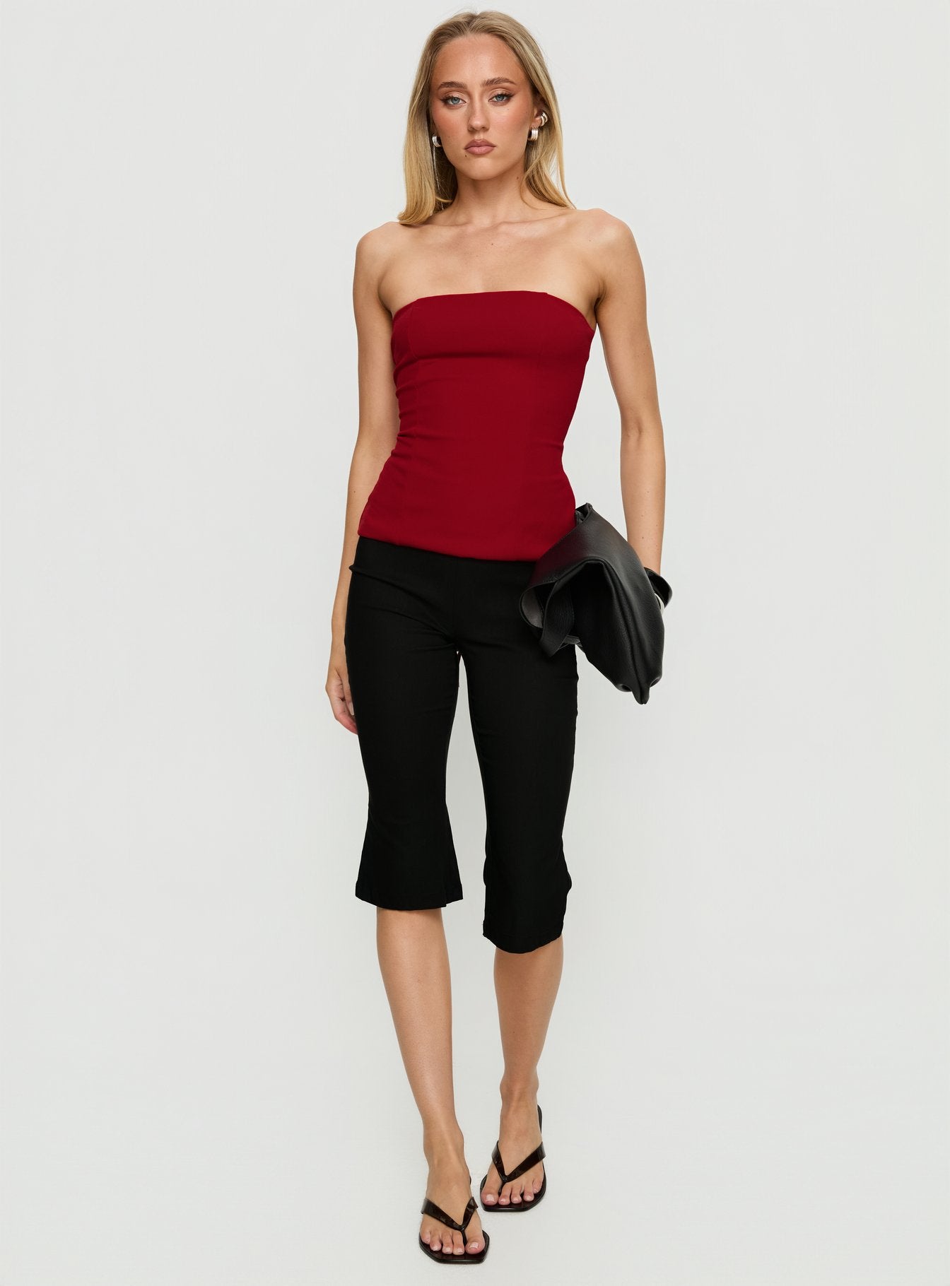 Loreto Strapless Tie Back Top Red - Image 3