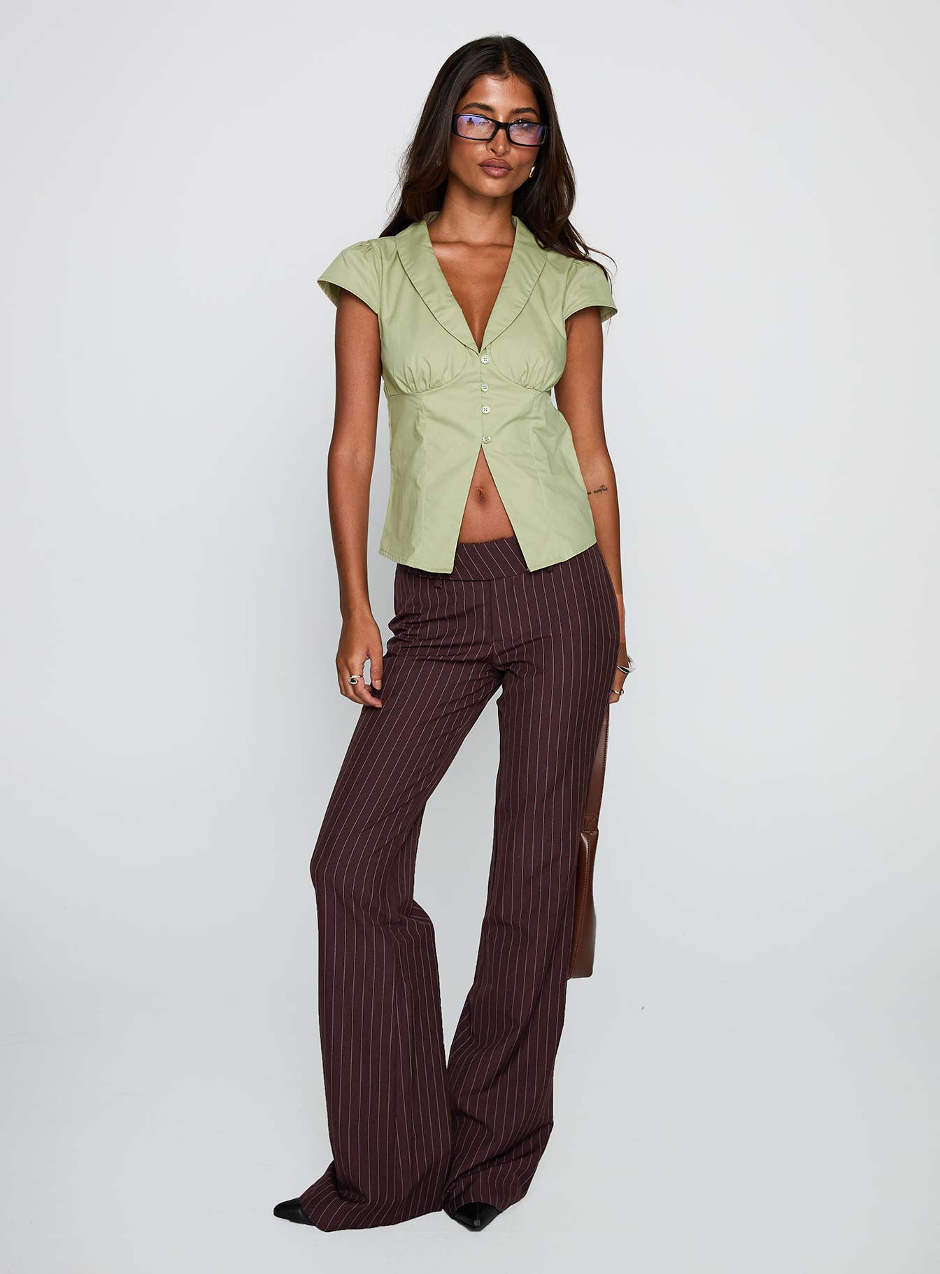 Crowd Control Collared Top Sage - Image 3