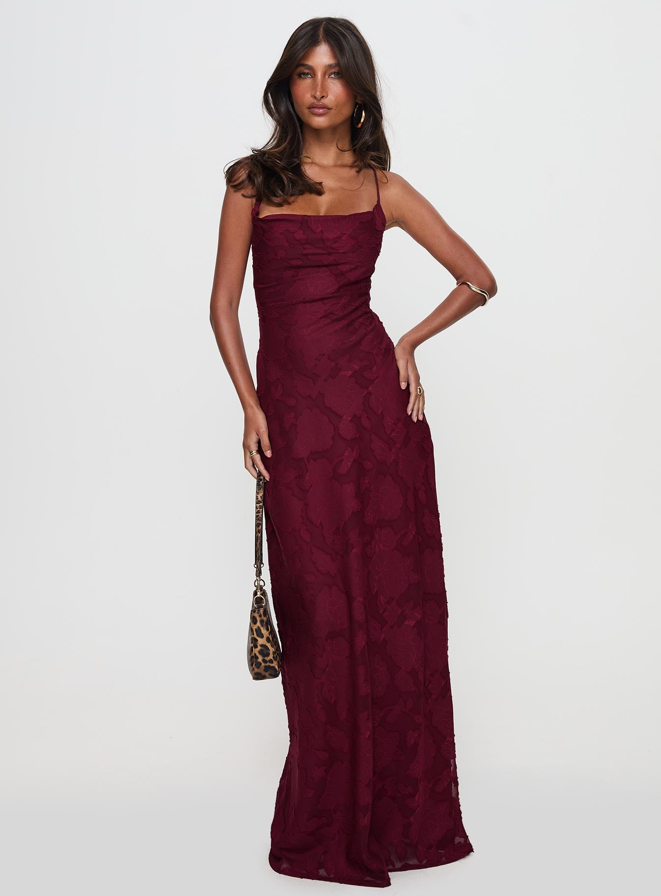 Celena Maxi Dress Burgundy Burnout - Image 2