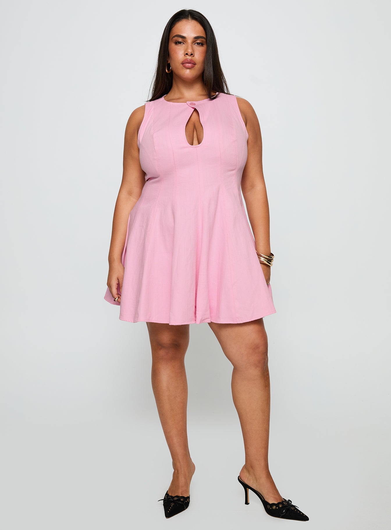 Precedence Keyhole Mini Dress Pink Curve - Image 2