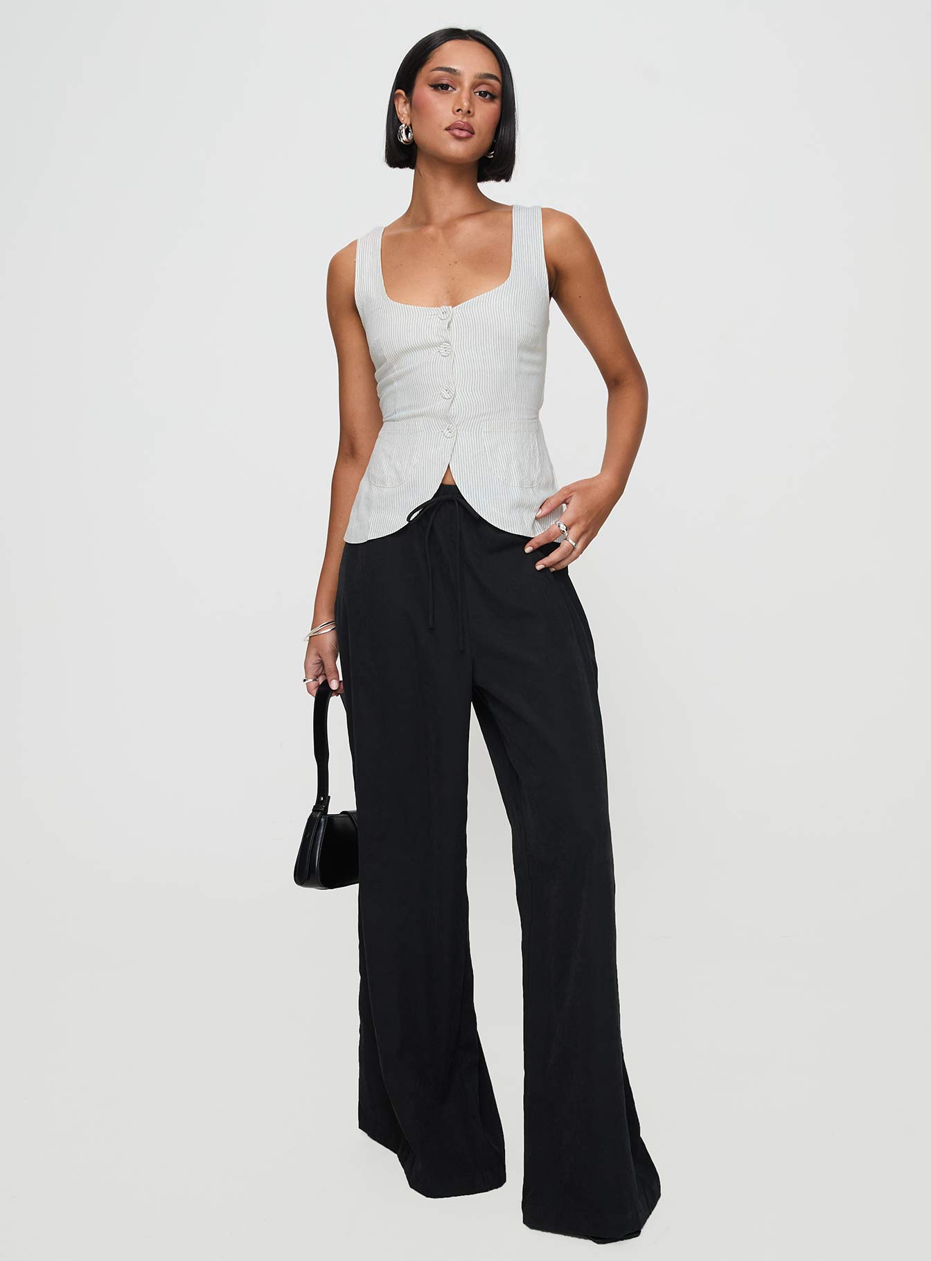 Spirito Vest Top White Thin Stripe - Image 3