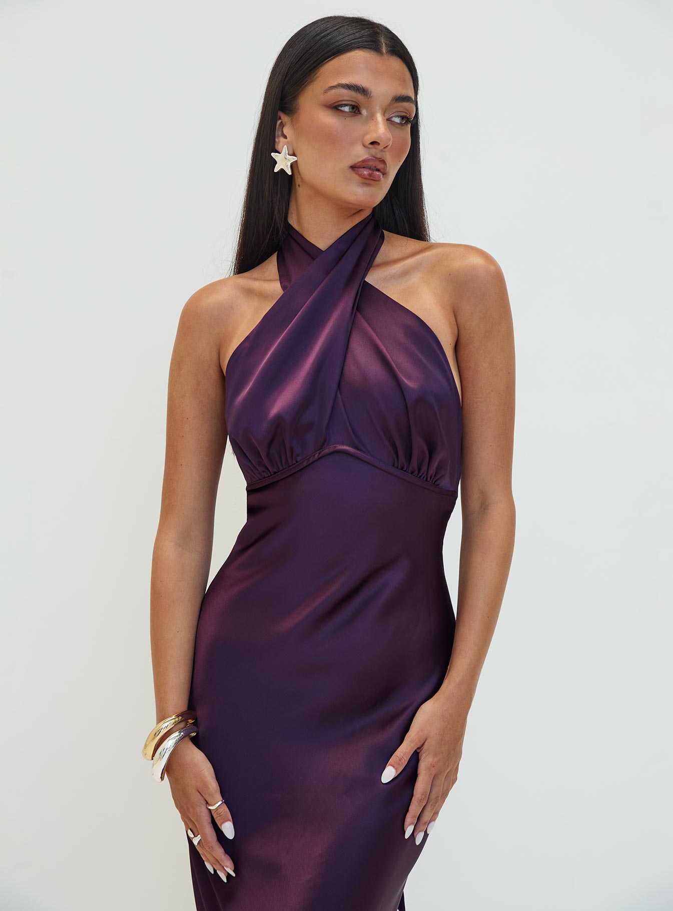 Rosaminta Halter Maxi Dress Plum - Image 2
