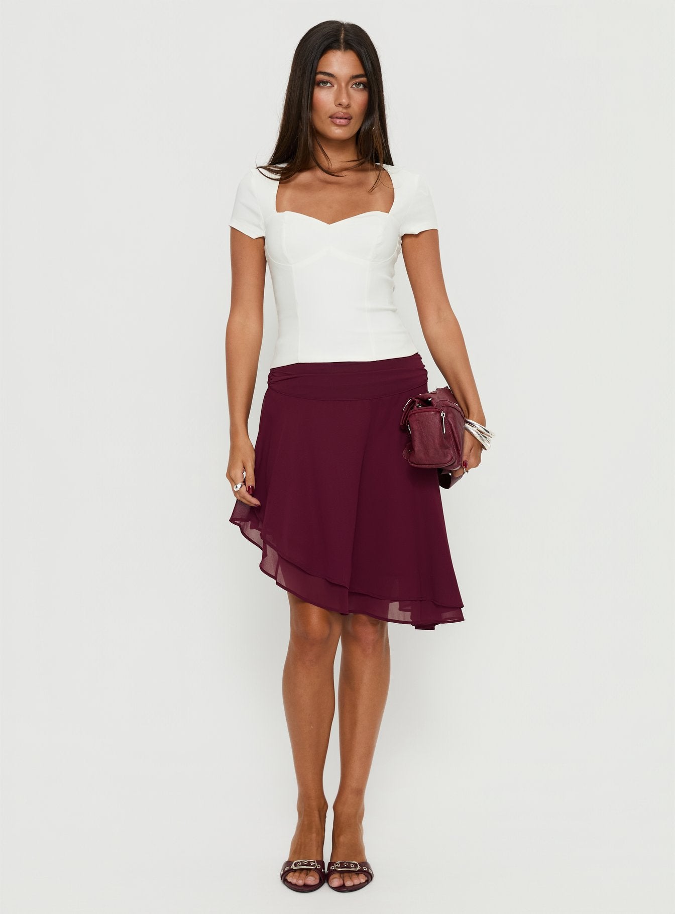 Evanescence Asymmetrical Midi Skirt Cherry - Image 3