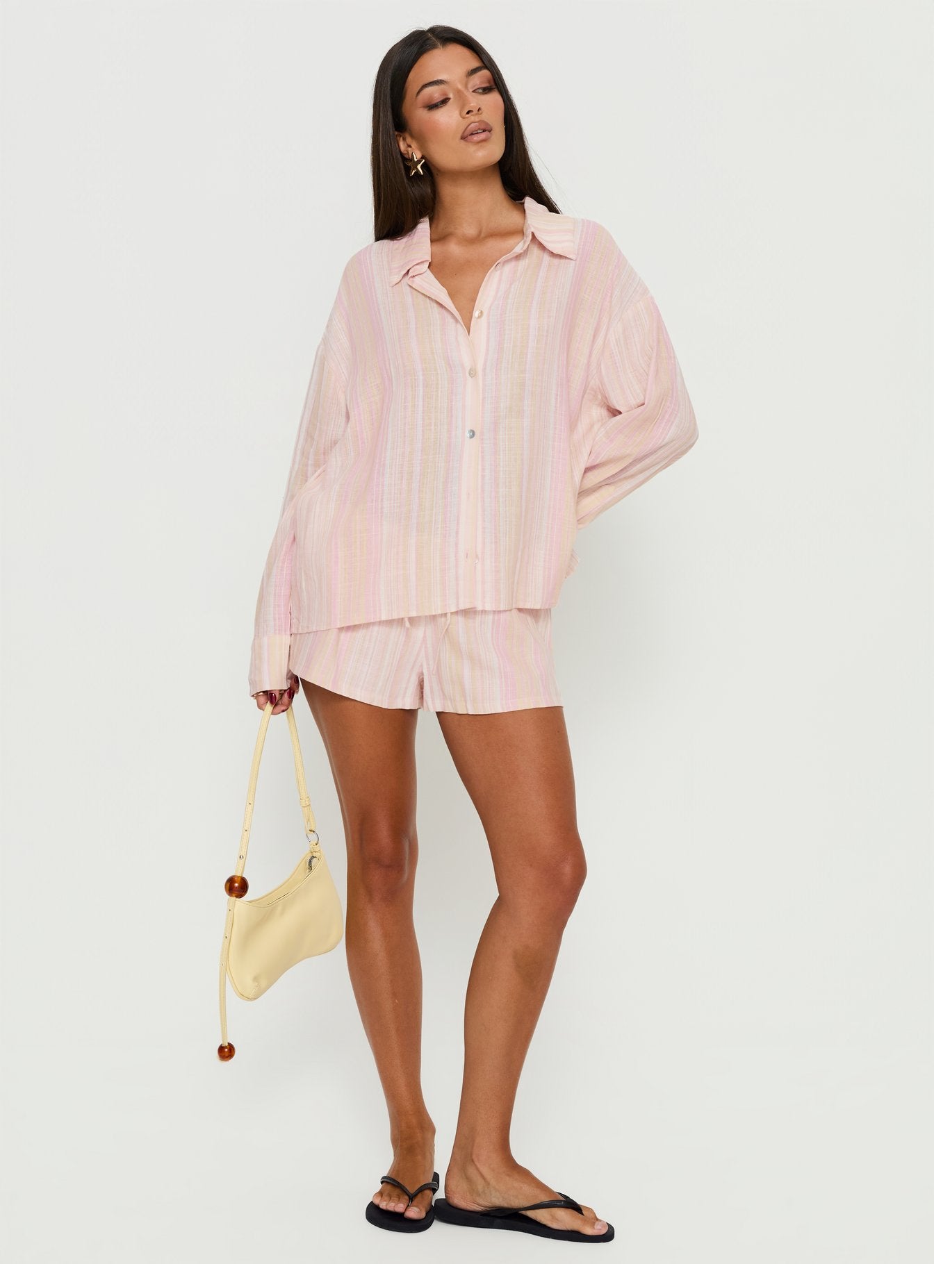 Opheliah Long Sleeve Oversized Top Pink Stripe - Image 2