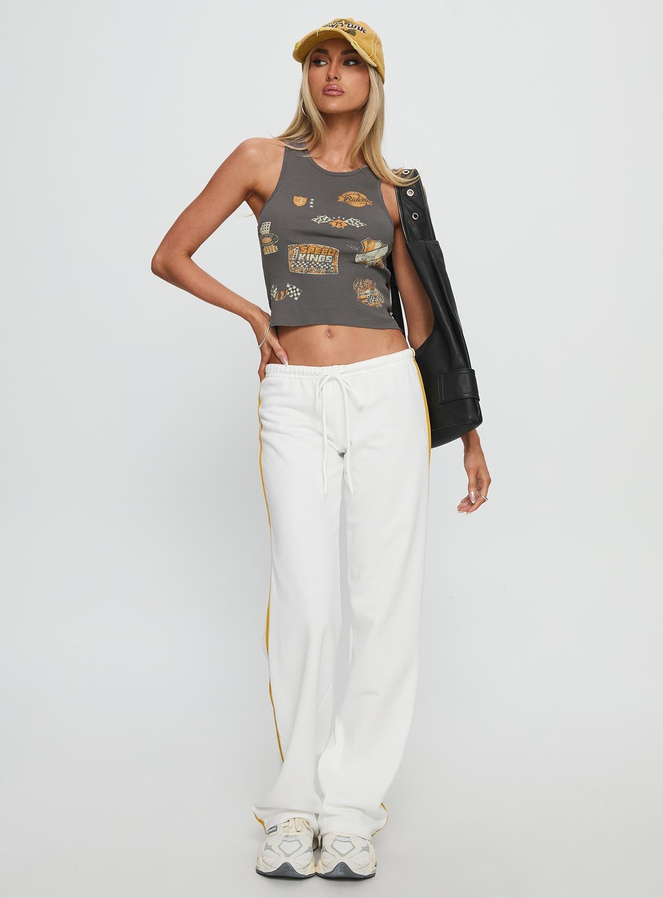 Elation Low Rise Straight Leg Track Pant White - Image 3